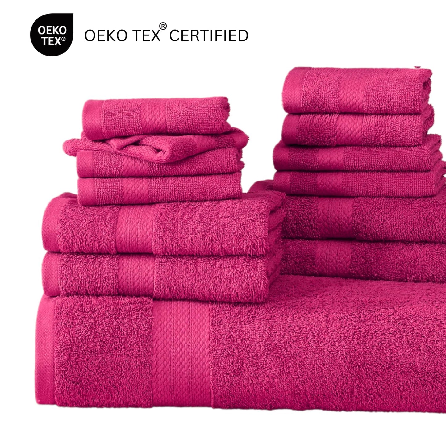LANE LINEN 24-teiliges Badezimmerhandtuch-Set – 100 % Baumwolle, Badetuch-Sets, 4 Badetücher extragroß, 2 Badelaken, 6 Handtücher fürs Badezimmer, 8 Waschlappen, 4 Fingerkuppen-Handtücher – weiße Handtücher
