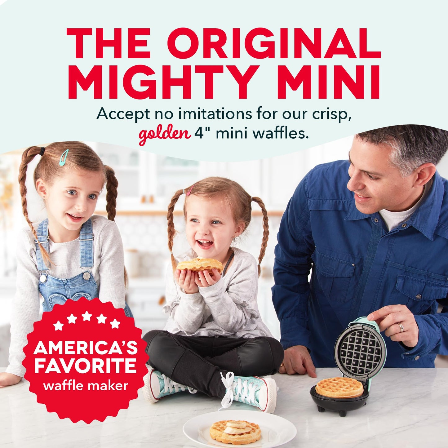 DASH Mini Maker for Individual Waffles, Hash Browns, Keto Chaffles with Easy to Clean, Non-Stick Surfaces, 4 Inch, White Pineapple