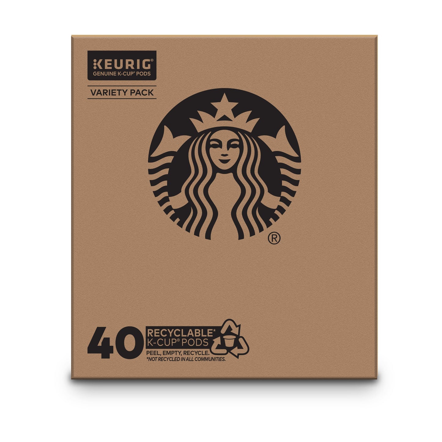 Starbucks K-Cup-Kaffeepads, natürlich aromatisiertes Kaffee-Vielfaltspaket für Keurig-Kaffeemaschinen, 100 % Arabica, 1 Schachtel (40 Pads)