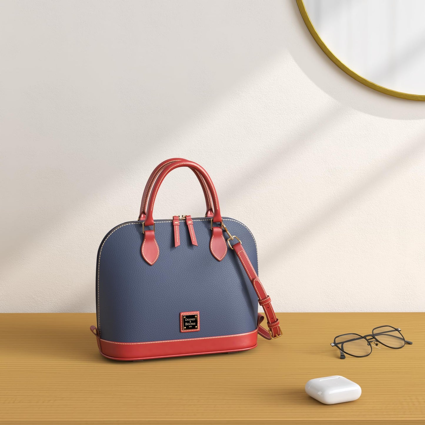 Dooney & Bourke Women's Zip Zip Satchel in Pebble Grain Leather, Large Handbag with Adjustable & Detachable Shoulder Strap