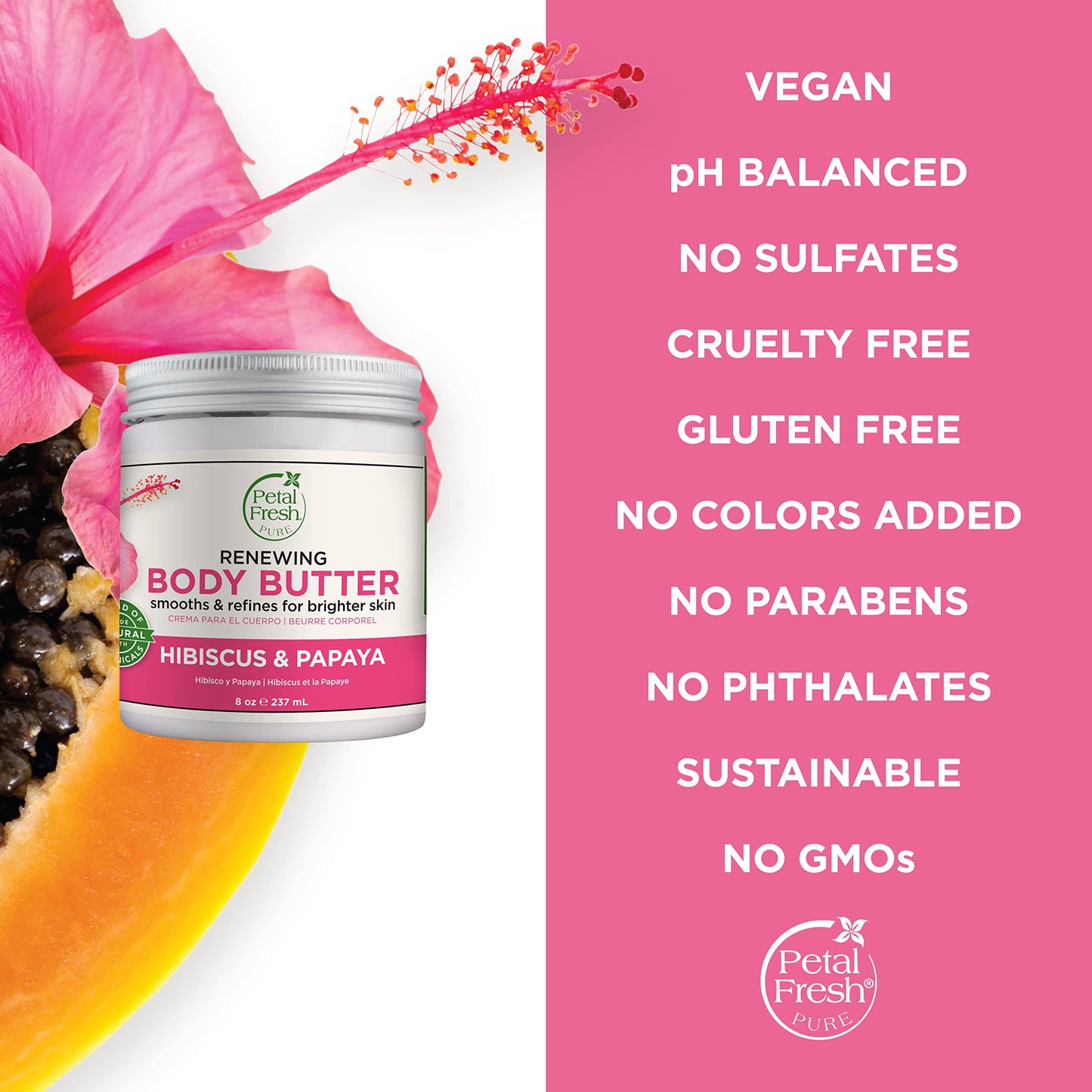 Petal Fresh Pure Perfecting Guava Nectar Körperbutter, Bio-Kokosnussöl, Arganöl, Sheabutter, fördert gesunde Haut, vegan und frei von Tierversuchen, 8 oz (Guava Nectar)