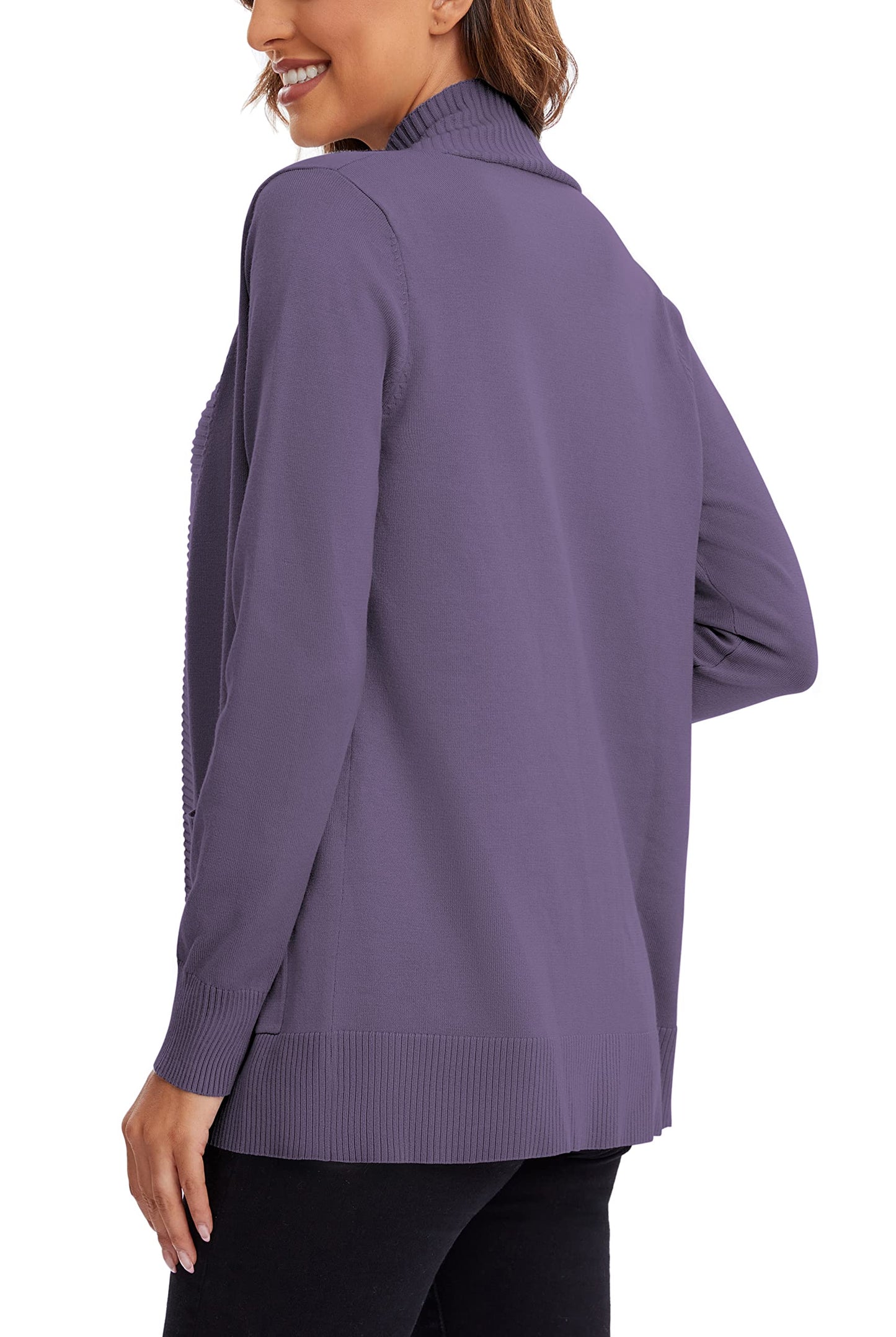 Urban CoCo Leichter Strickjacke für Damen mit offener Vorderseite, lange Ärmel, mit Tasche