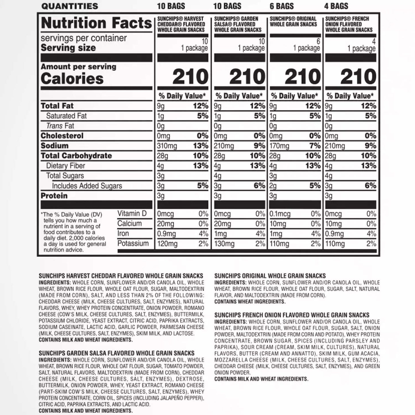 SunChips Multigrain Snacks, Variety Pack, 1 Ounce (Pack of 40)