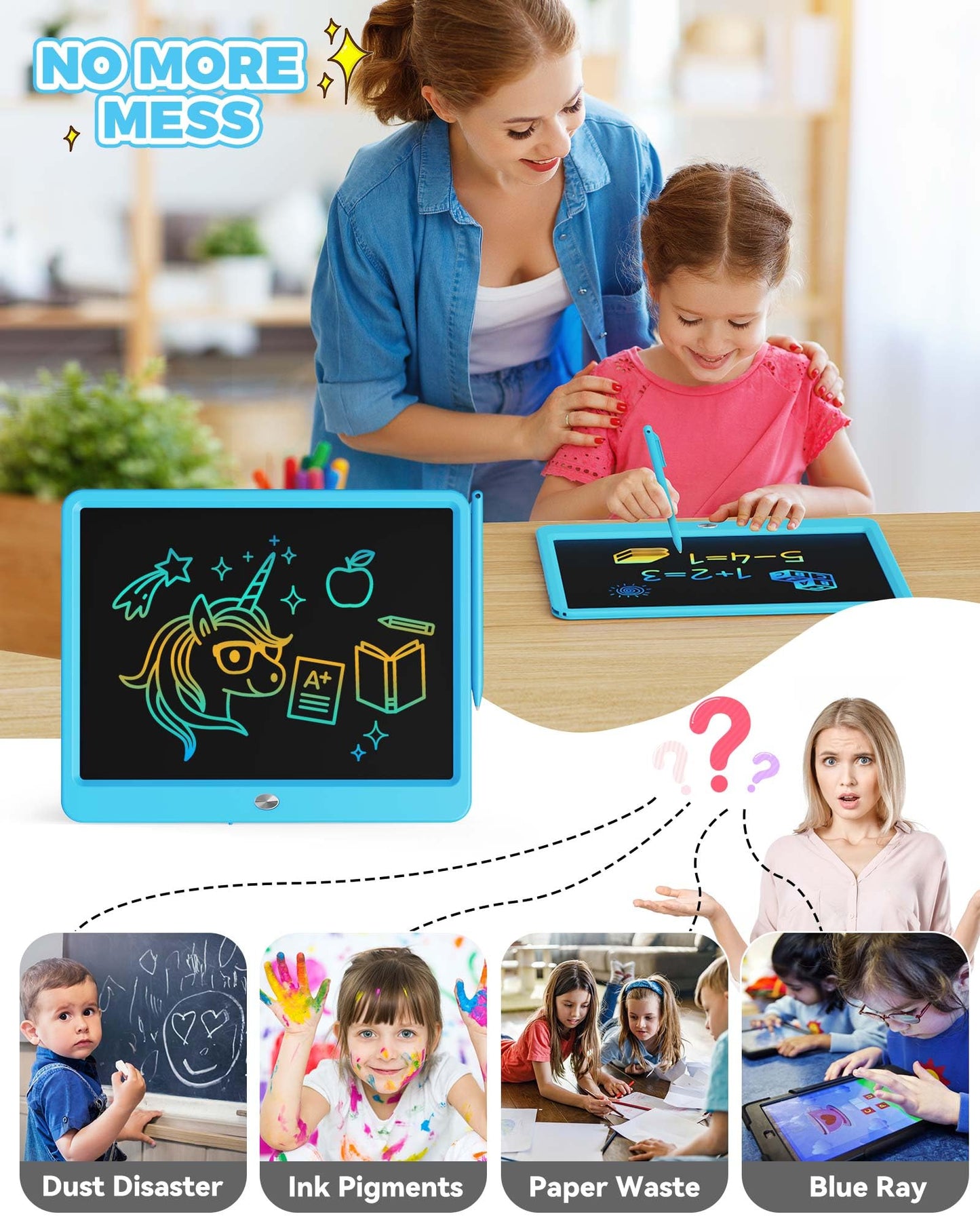 KOKODI LCD Writing Tablet, Valentines Day Gifts for Kids,10 Inch Colorful Toddler Doodle Board Drawing Tablet, Erasable Reusable Electronic Drawing Pads, Educational and Learning Toys for Kids