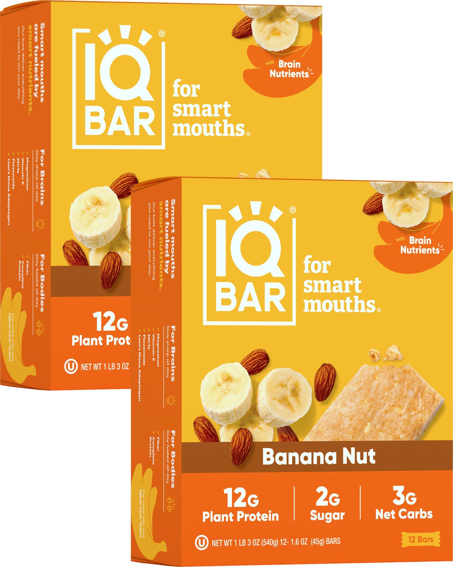 IQBAR Brain and Body Plant Protein Bars - 7 Bar Sampler Pack - Gluten Free, High Fiber, Vegan Snacks - Low Sugar Meal Replacement