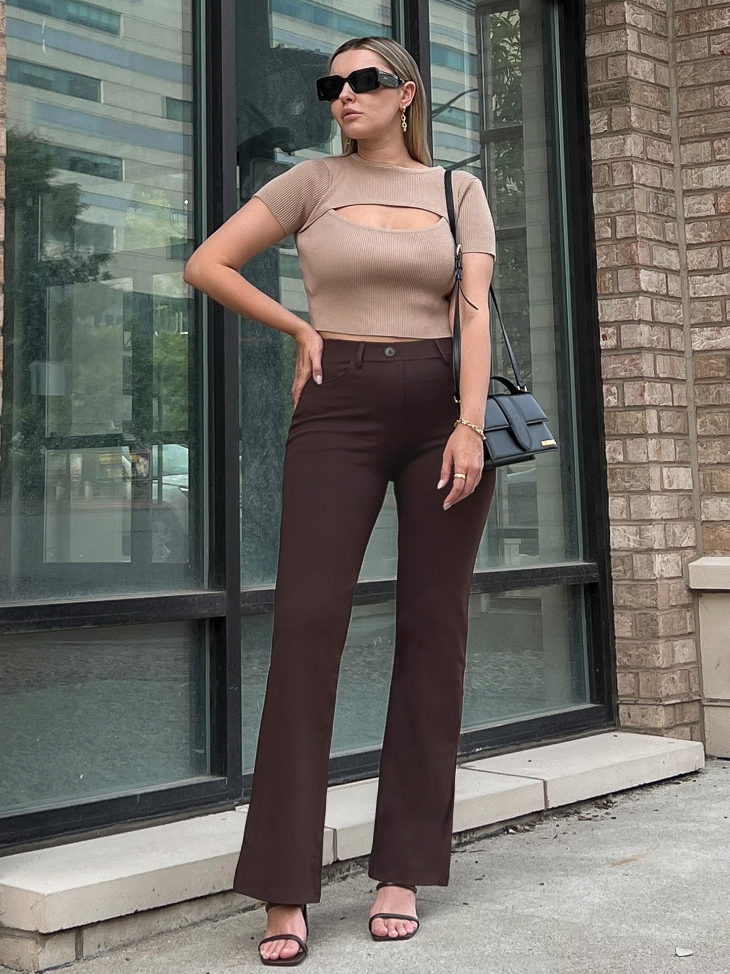 Pantalon extensible pour femme Tapata 28''/30''/32''/34'' avec poches, taille haute, petite, taille standard pour le travail au bureau