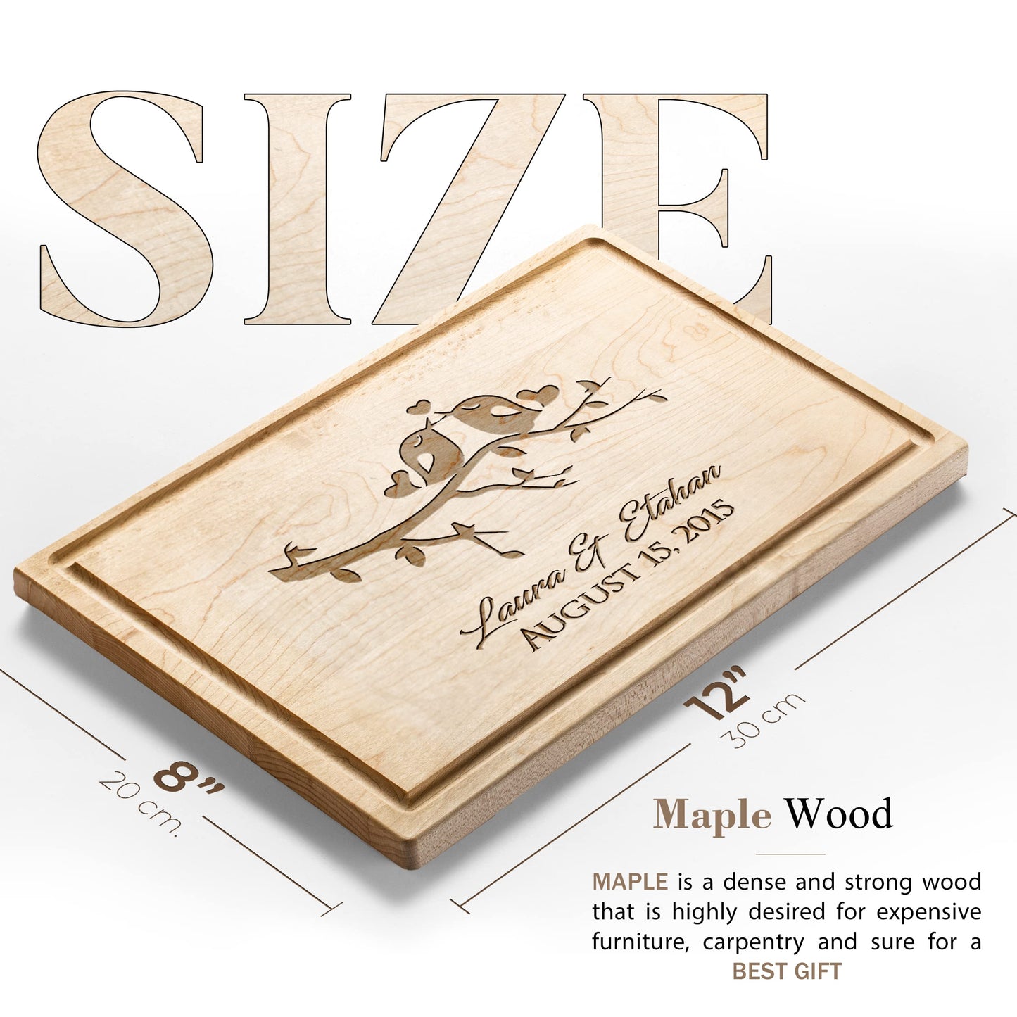 Personalisiertes Walnuss-Schneidebrett mit Untersetzern, Mineralöl und Geschenkverpackung erhältlich – Gestalten Sie Ihr eigenes Schneidebrett, hergestellt in den USA (Design 22, 3. Walnuss 17"x11")