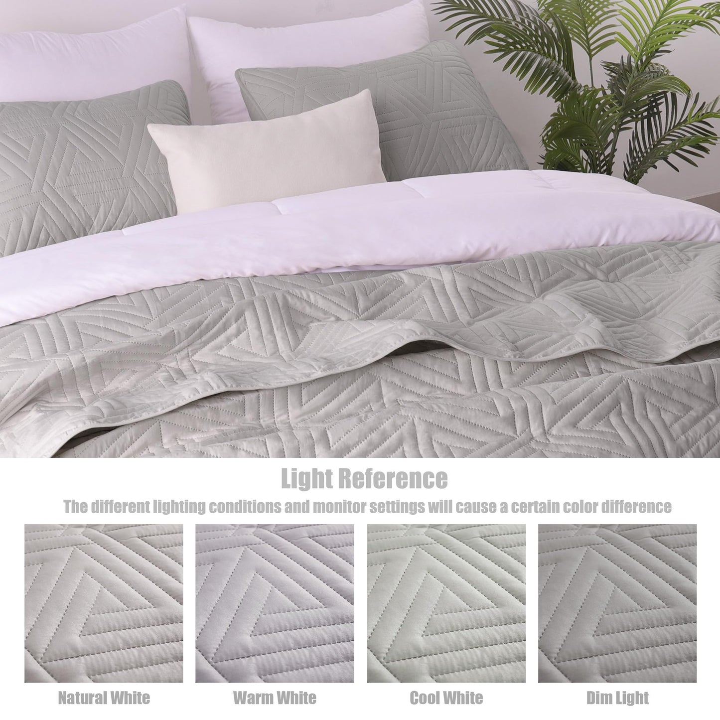 Whale Flotilla Soft Full/Queen Size Quilt Set for All Seasons, 3-Piece Ultrasonic Geometric Quilts Bedding Set, Lightweight Reversible Bedspread, Coverlet, Bed Cover with 2 Pillow Shams, Orange