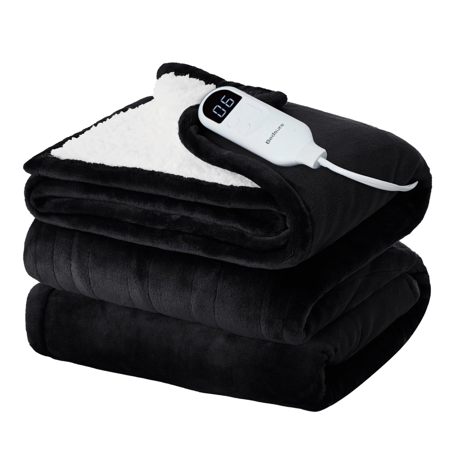 Electric Heated Blanket/Throw - Seamless Flannel Electric Blanket, Heating Blanket with 4 Time Settings & 6 Heat Settings, Warm Blanket Gift for Grandma (50x60 inches, Black)