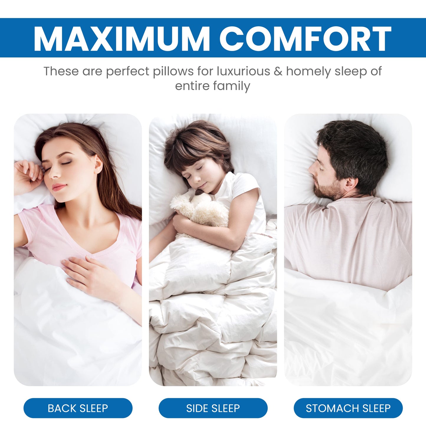 Utopia Bedding Bettkissen zum Schlafen (weiß), Queen Size, 2er-Set, Hotelkissen, Kühlkissen für Seiten-, Rücken- oder Bauchschläfer
