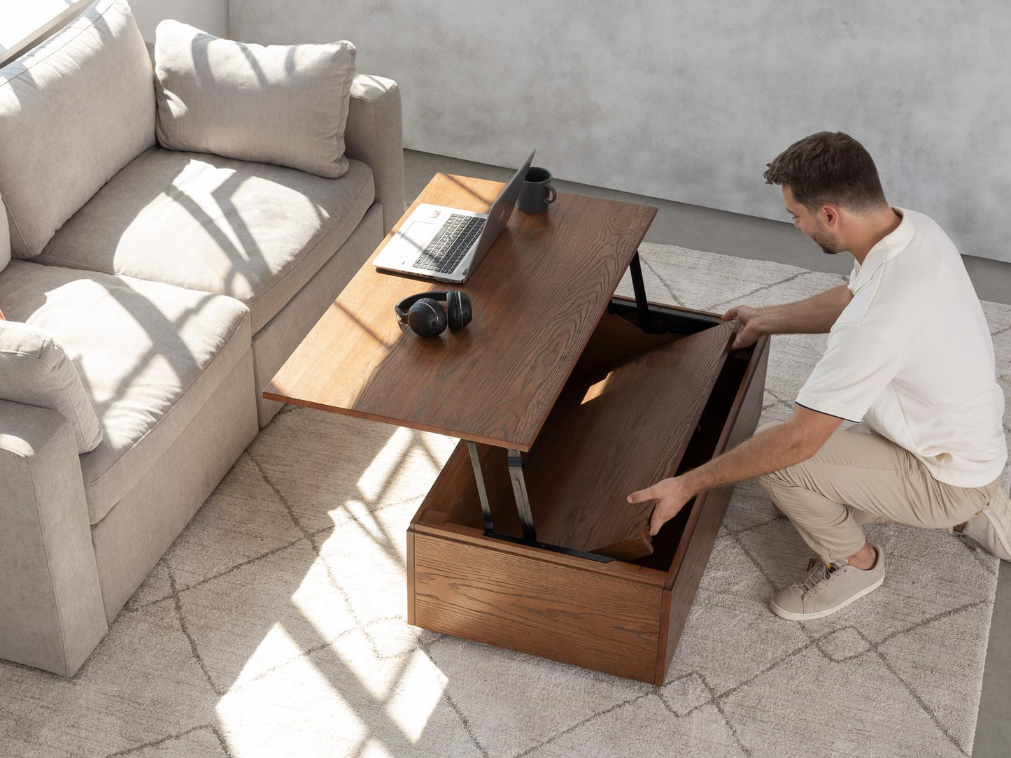 Transformer Table Esstisch-Set für 4 bis 12, ausziehbarer Esstisch aus Holz mit ausziehbarer Bank, Möbel für kleine Räume, Küchentisch-Set (Dunkelgrau, Tisch + Bank)