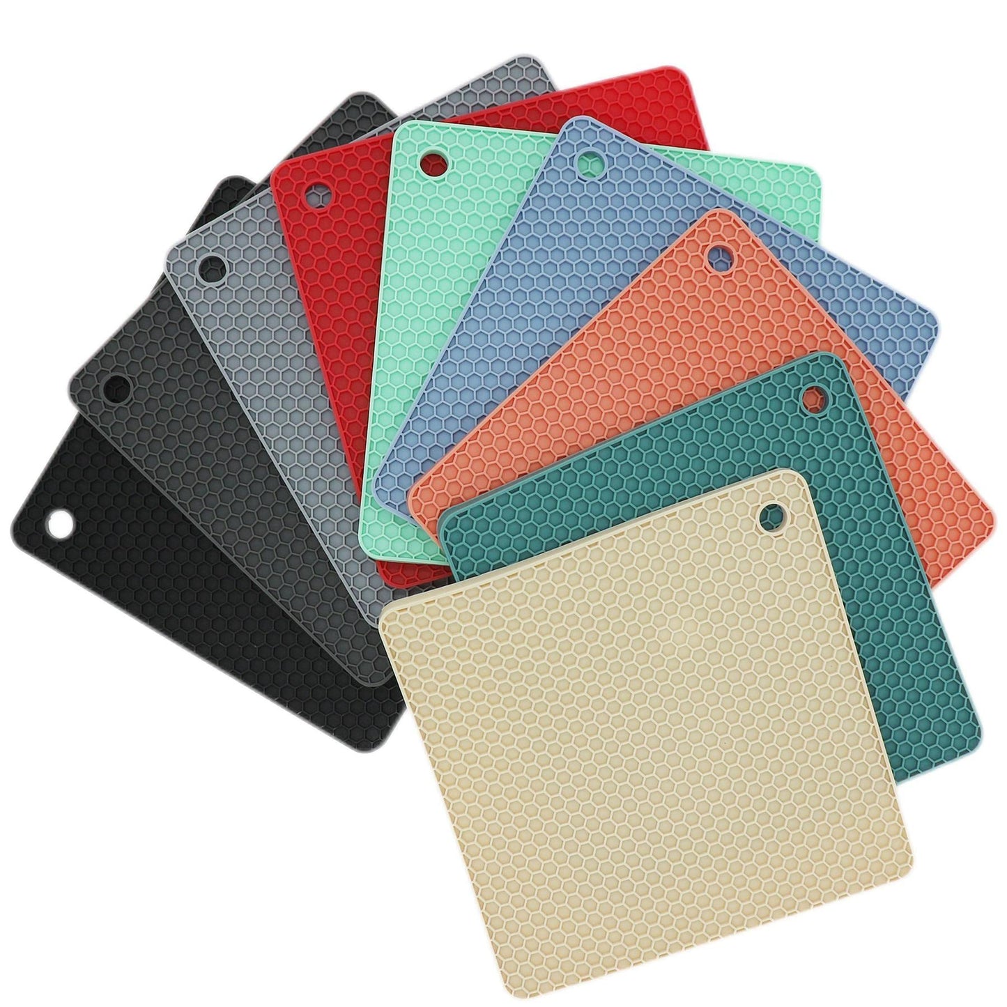 Smithcraft Silikon-Untersetzer für heiße Gerichte, Töpfe und Pfannen, heiße Pads für die Küche, dunkelgraue Silikon-Topflappen, Silikonmatten für die Küche, hitzebeständige Quarzthekenmatte, flexible Untersetzermatten-Set 4