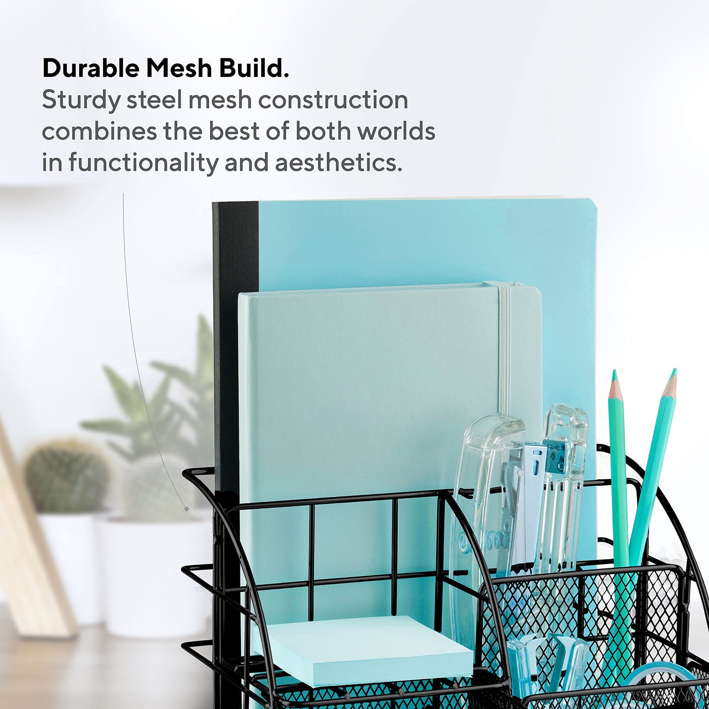 Schwarzer Schreibtisch-Organizer von Mindspace – Schreibtisch-Organizer für das Homeoffice mit Schublade + Büroklammern, Heftklammern – Organizer für Schulbedarf, Stifthalter für den Schreibtisch, kleiner Organizer | The Wire Collection