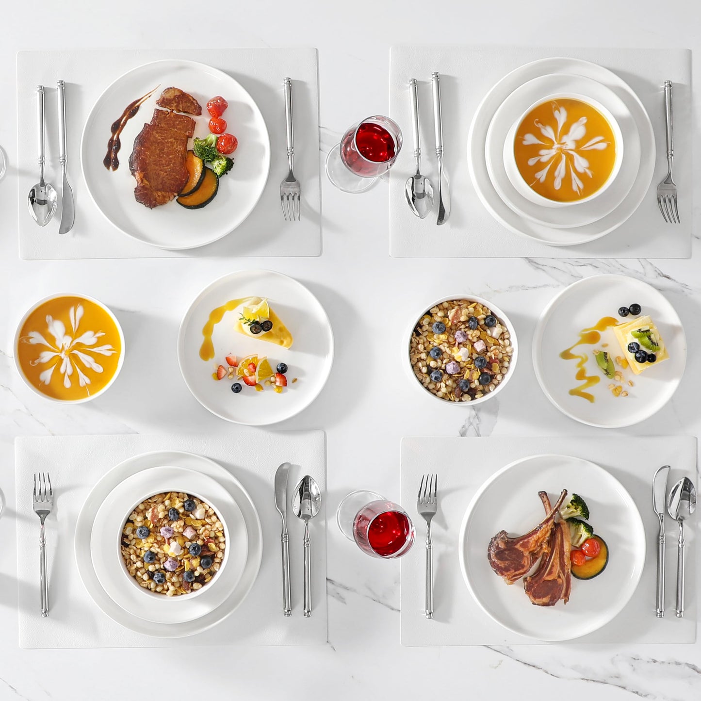 MALACASA 12 Pieces Porcelain Dinnerware Set, Modern White Dish Set for 4, Premium Serving Plates and Bowls Sets, Chip and Scratch Resistant Dishware Sets Kitchen Dishes Dining Ware Set, Series LEAH