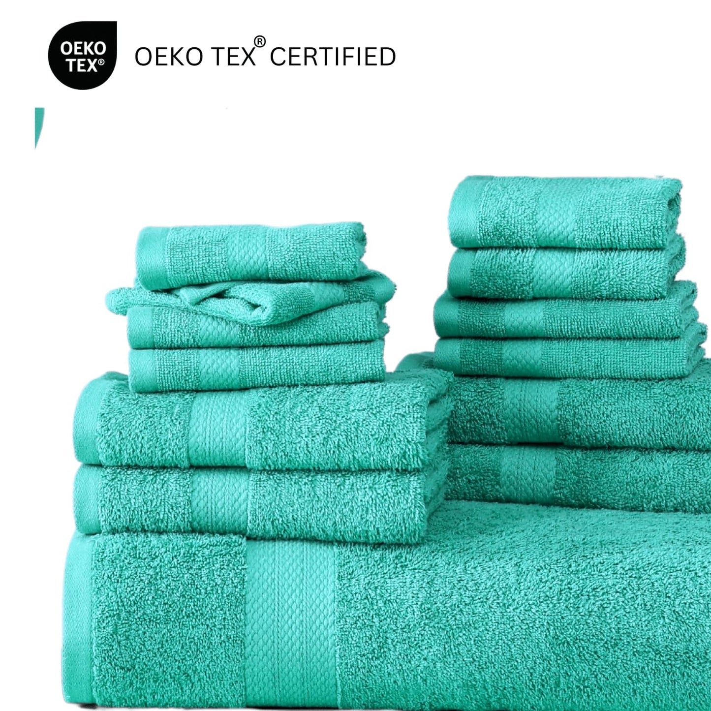 LANE LINEN 24-teiliges Badezimmerhandtuch-Set – 100 % Baumwolle, Badetuch-Sets, 4 Badetücher extragroß, 2 Badelaken, 6 Handtücher fürs Badezimmer, 8 Waschlappen, 4 Fingerkuppen-Handtücher – weiße Handtücher