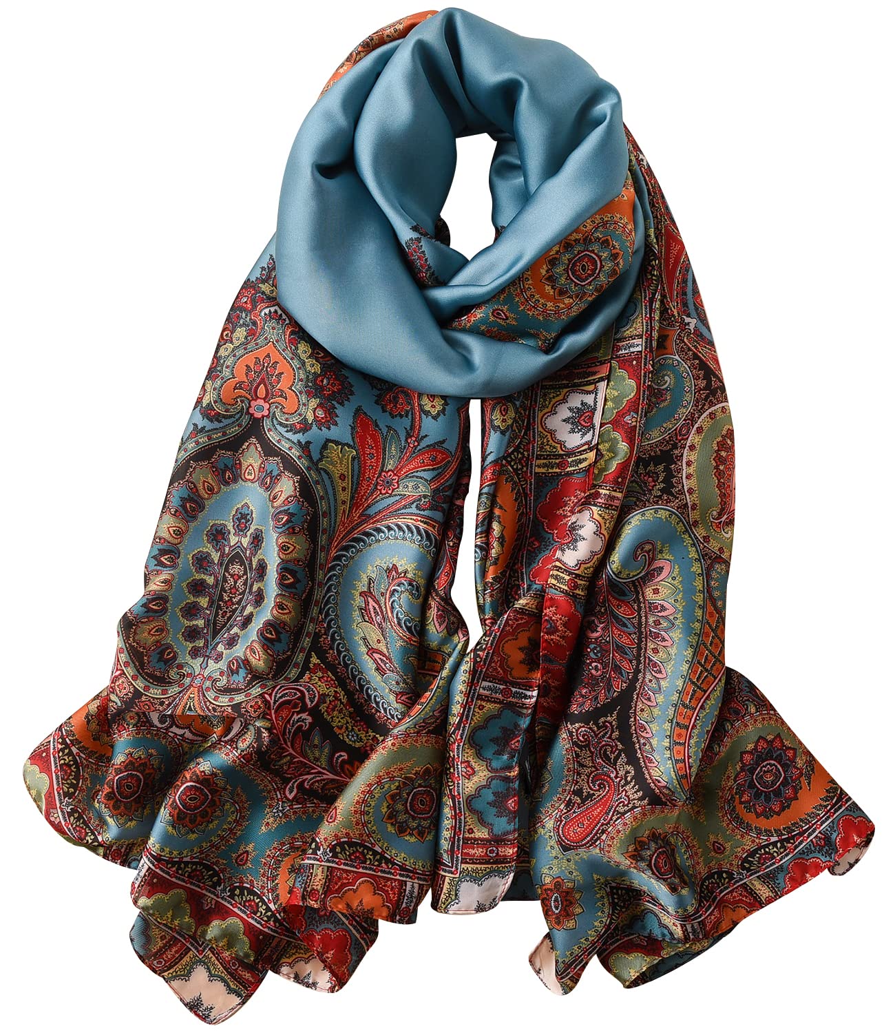 NUWEERIR Damen-Schal, 100 % großer Maulbeerseide, langer Satin-Schal, modischer Designer-Schal, leichte Wickel