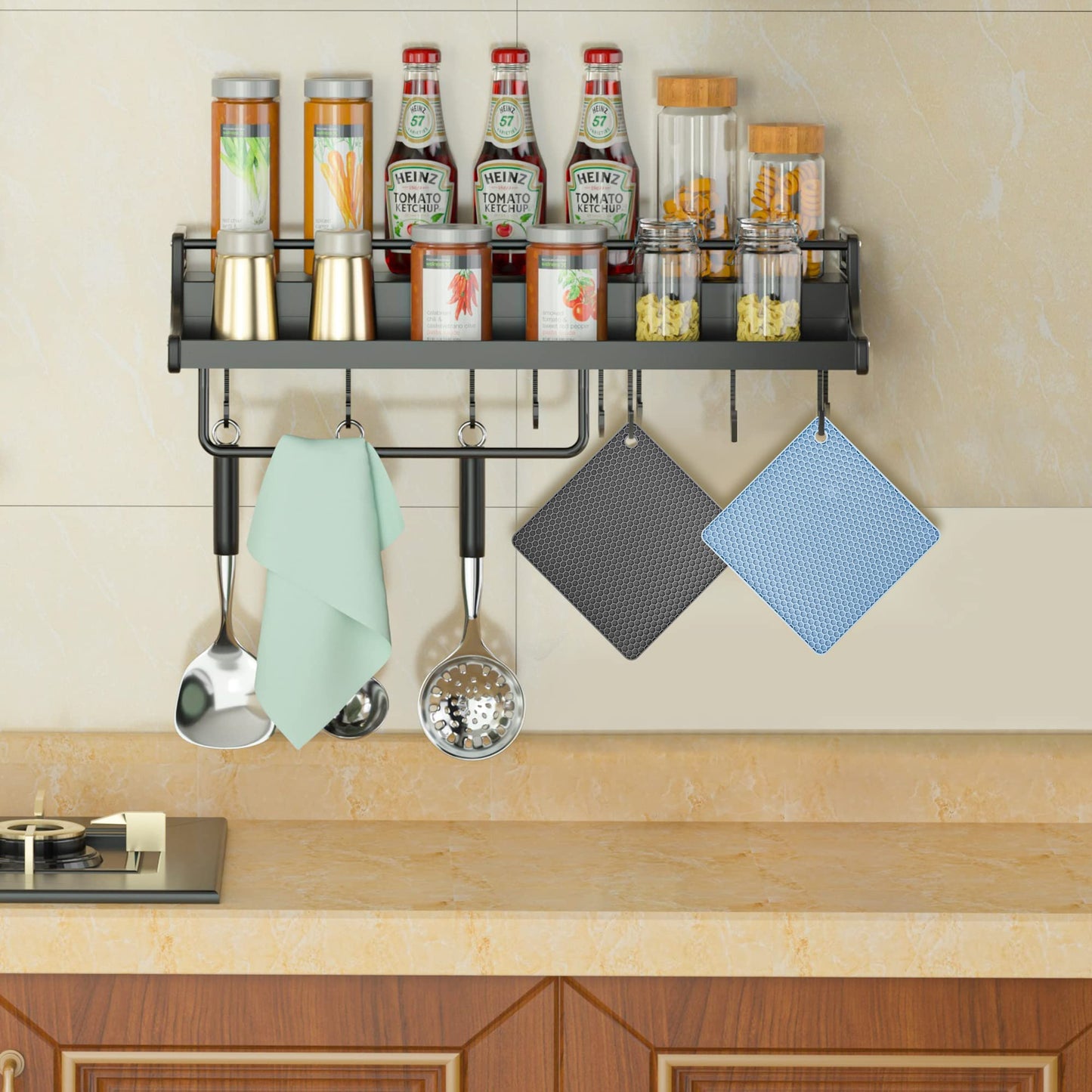Smithcraft Silikon-Untersetzer für heiße Gerichte, Töpfe und Pfannen, heiße Pads für die Küche, dunkelgraue Silikon-Topflappen, Silikonmatten für die Küche, hitzebeständige Quarzthekenmatte, flexible Untersetzermatten-Set 4