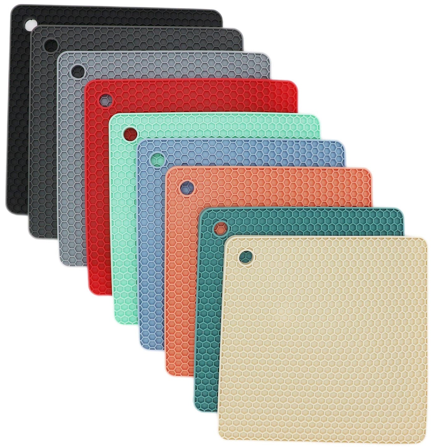 Smithcraft Silikon-Untersetzer für heiße Gerichte, Töpfe und Pfannen, heiße Pads für die Küche, dunkelgraue Silikon-Topflappen, Silikonmatten für die Küche, hitzebeständige Quarzthekenmatte, flexible Untersetzermatten-Set 4