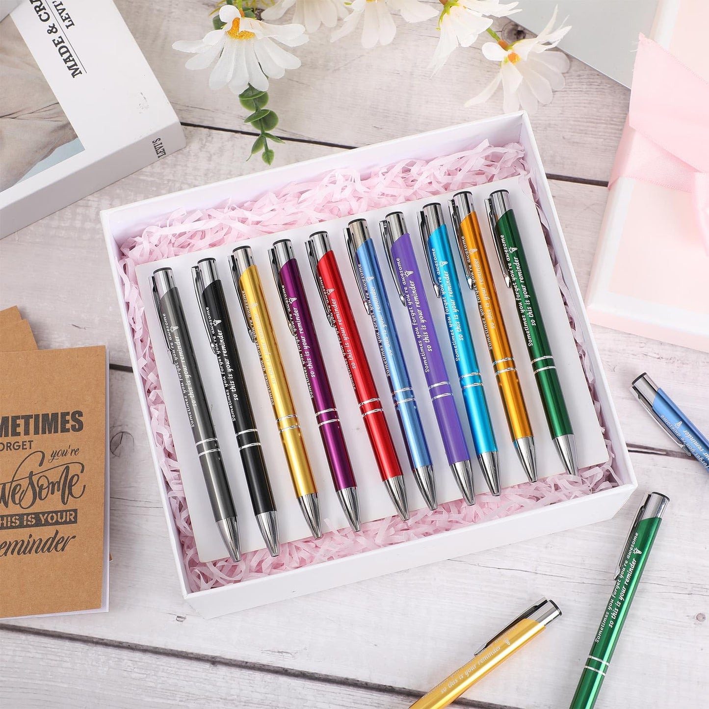Sabary “100 Individual Gifts. Each One Inspires.” Notepads Ballpoint Pens Sets Mini Motivational Pocket Notebooks