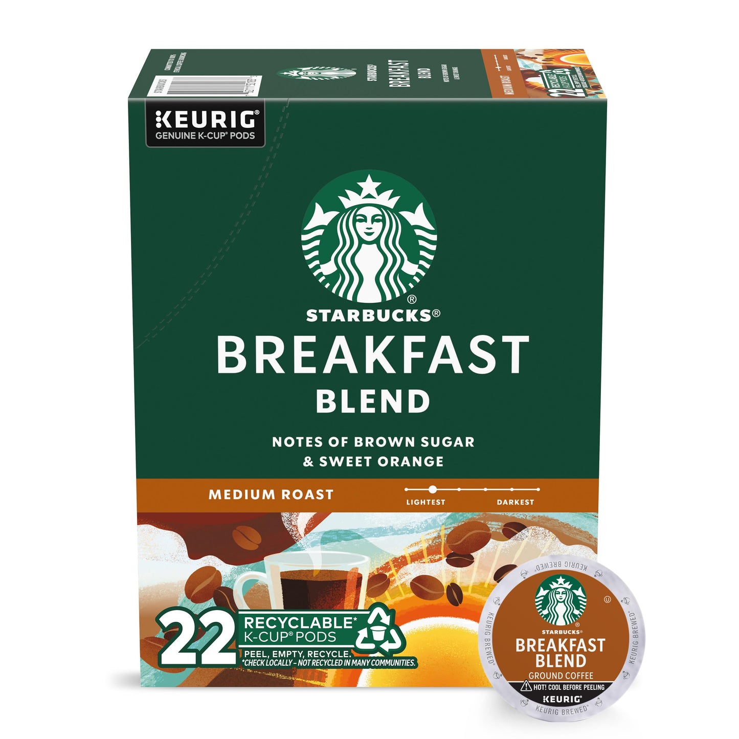 Starbucks K-Cup-Kaffeepads, natürlich aromatisiertes Kaffee-Vielfaltspaket für Keurig-Kaffeemaschinen, 100 % Arabica, 1 Schachtel (40 Pads)