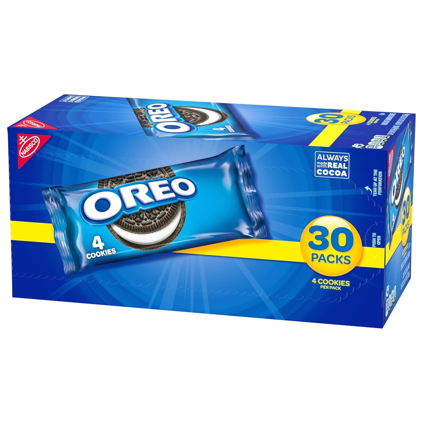OREO Chocolate Sandwich Cookies, 30 Snackpackungen (4 Kekse pro Packung)