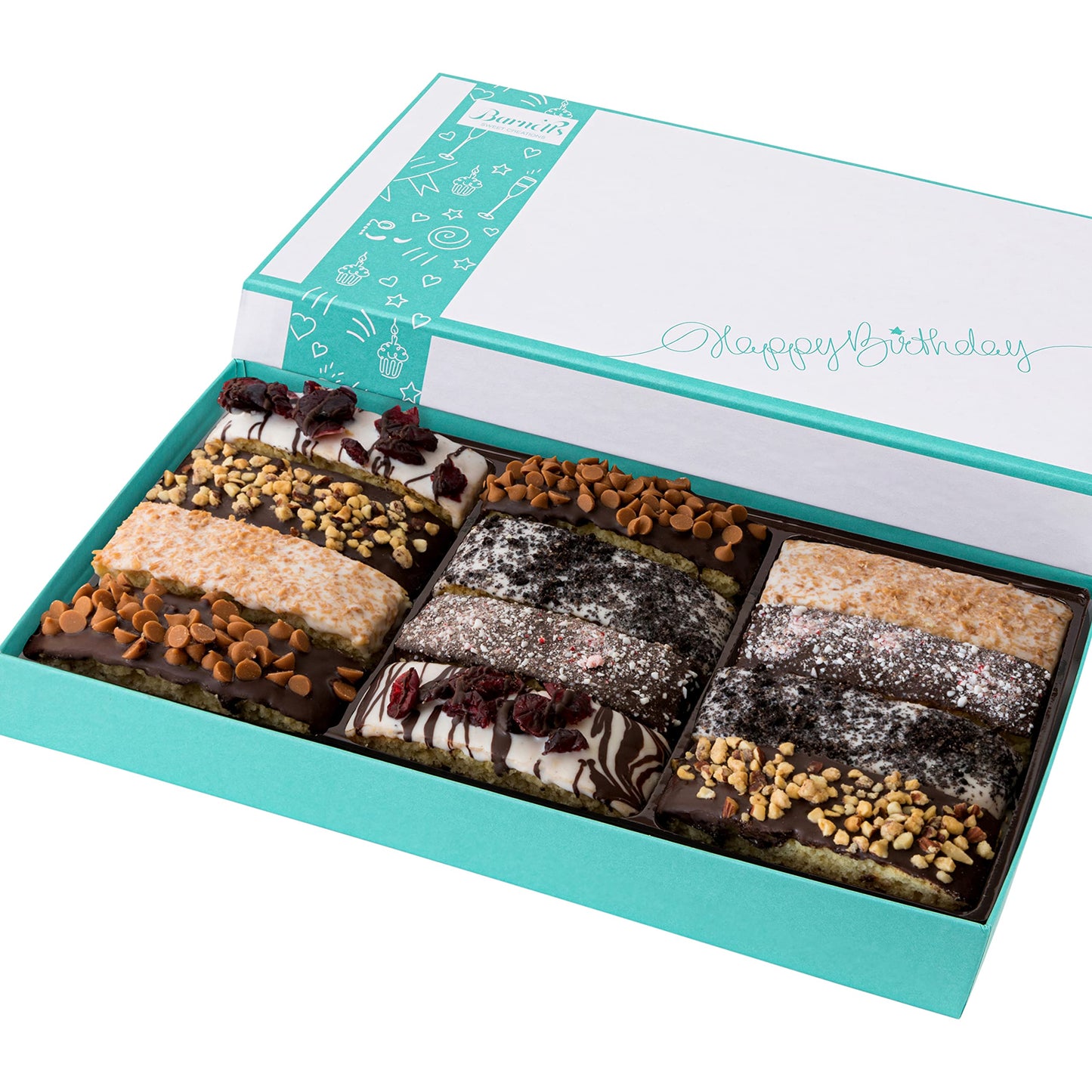 Barnetts Easter 12 Chocolate Biscotti Gift Box, Gourmet Cookie Gift Basket for Him and Her Food Delivery, Fancy Cookies Spring Candy Treats Baskets Ideas for Wife Mother Husband