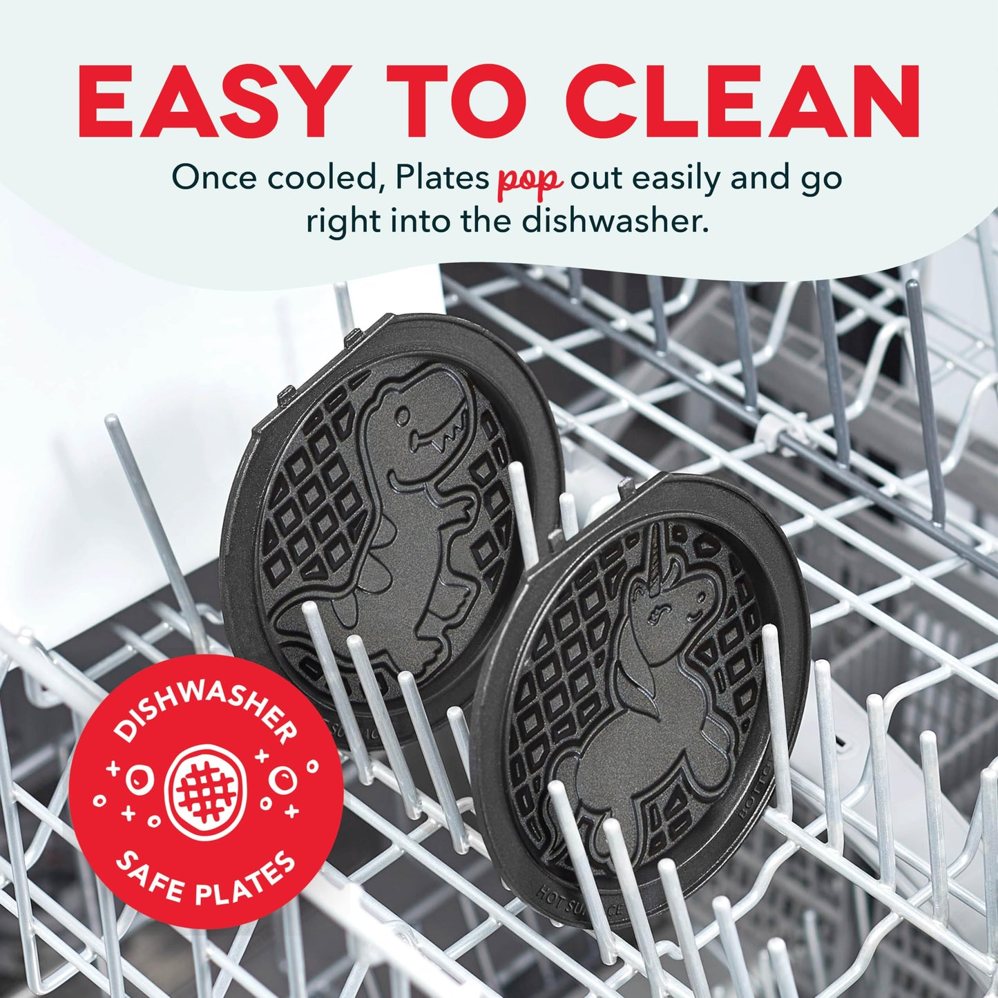 DASH Holiday Multimaker Mini System - Waffle Maker with Six 4” Removable Holiday Plates: Waffle Iron & Griddle, 4-in-1 Mini Waffle Maker for Kids and Families – Nonstick Surface, Santa Waffle (Red)