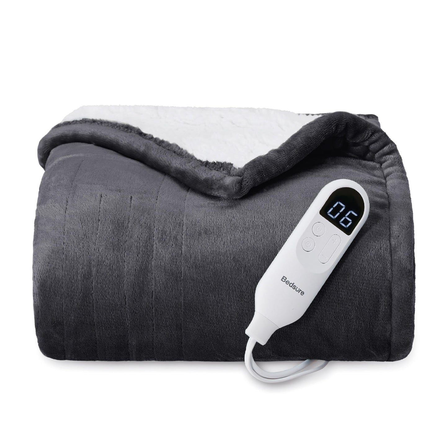 Electric Heated Blanket/Throw - Seamless Flannel Electric Blanket, Heating Blanket with 4 Time Settings & 6 Heat Settings, Warm Blanket Gift for Grandma (50x60 inches, Black)