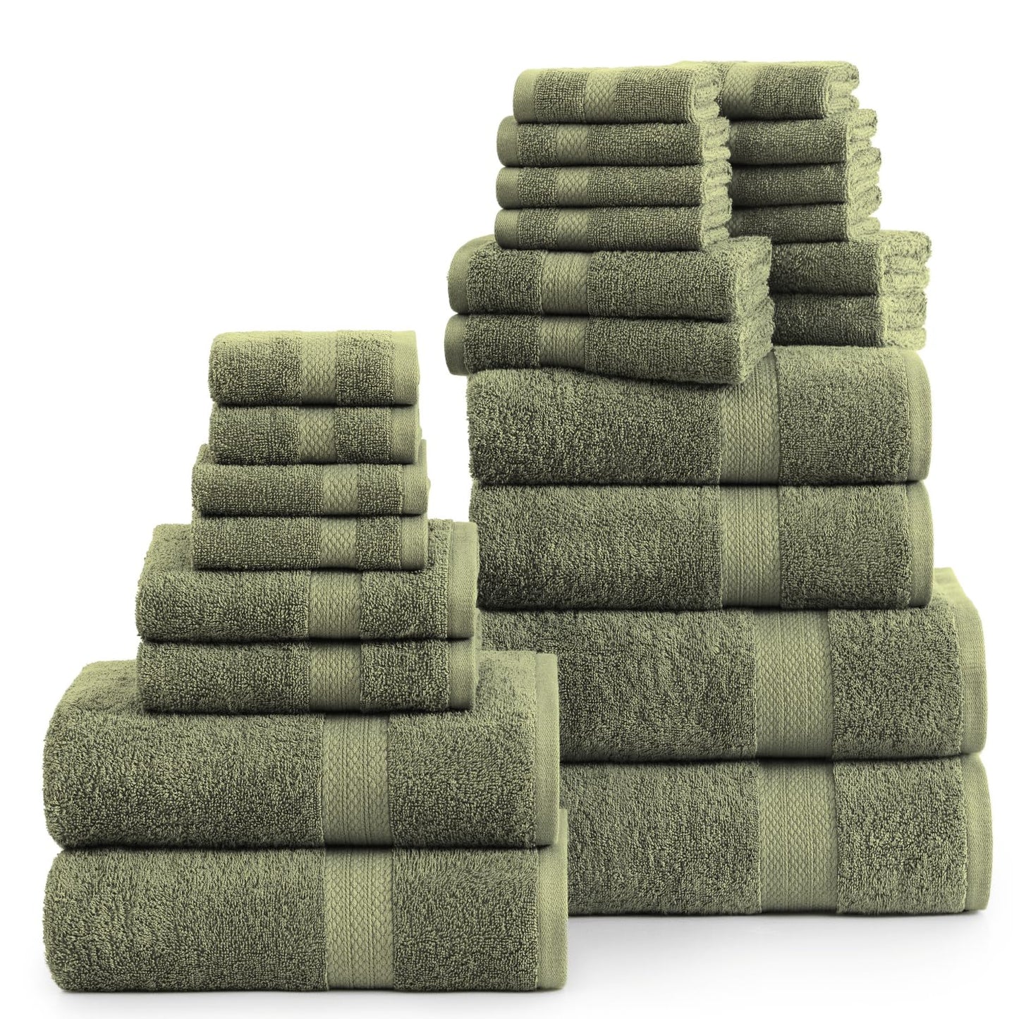 LANE LINEN 24-teiliges Badezimmerhandtuch-Set – 100 % Baumwolle, Badetuch-Sets, 4 Badetücher extragroß, 2 Badelaken, 6 Handtücher fürs Badezimmer, 8 Waschlappen, 4 Fingerkuppen-Handtücher – weiße Handtücher