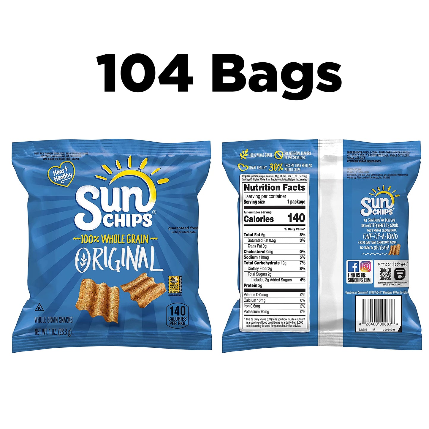 SunChips Multigrain Snacks, Variety Pack, 1 Ounce (Pack of 40)
