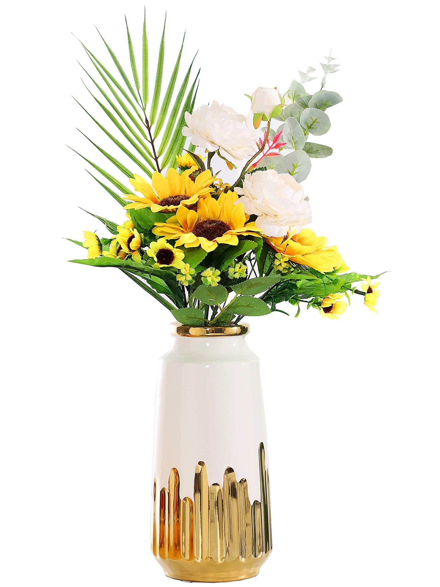 Weiße Blumenvase aus Keramik, einzigartige glänzende Vasen, breite Öffnung, moderne Vase, dekorative Vase für Zuhause, Hochzeit, Party, Tischdekoration