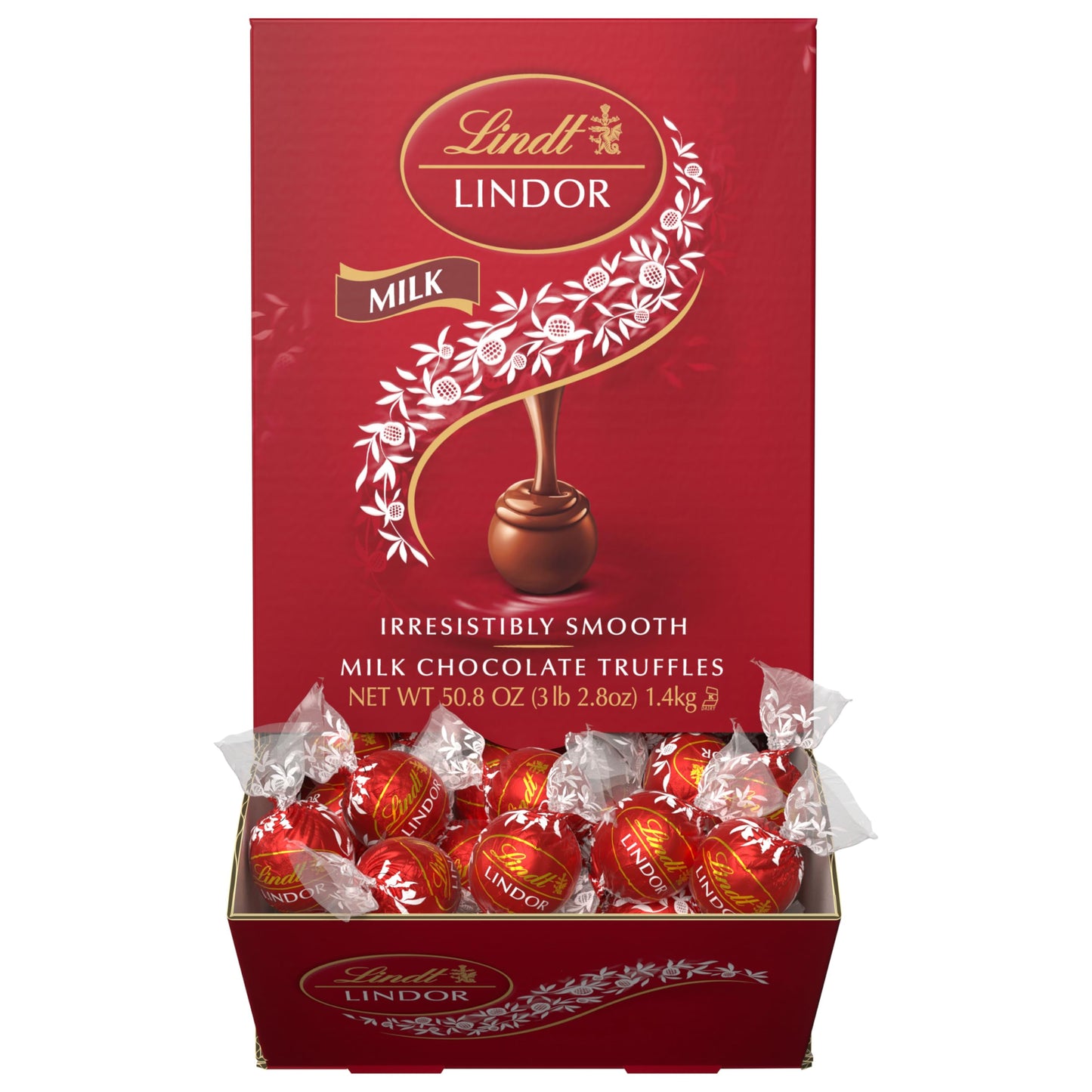 Lindt LINDOR Milk Chocolate Candy Truffles, Milk Chocolate with Smooth, Melting Truffle Center, 25.4 oz., 60 Count