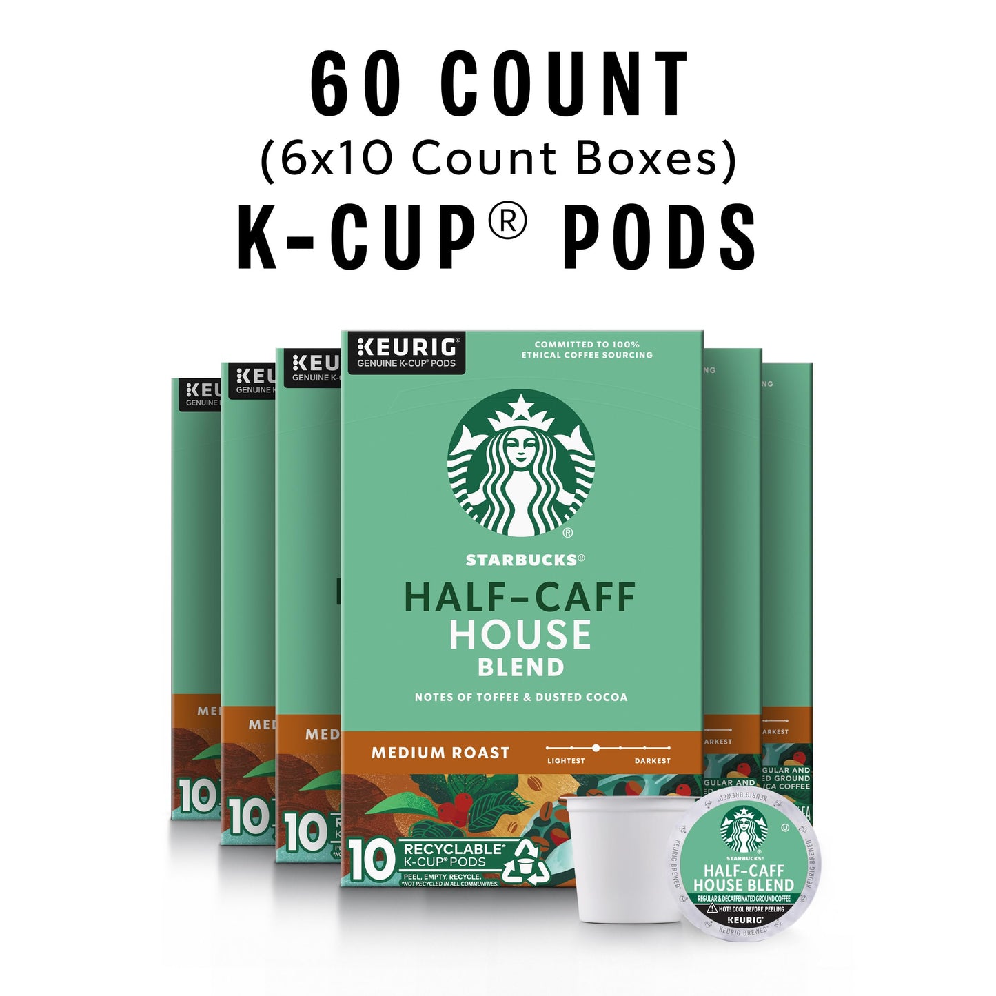 Starbucks K-Cup-Kaffeepads, natürlich aromatisiertes Kaffee-Vielfaltspaket für Keurig-Kaffeemaschinen, 100 % Arabica, 1 Schachtel (40 Pads)