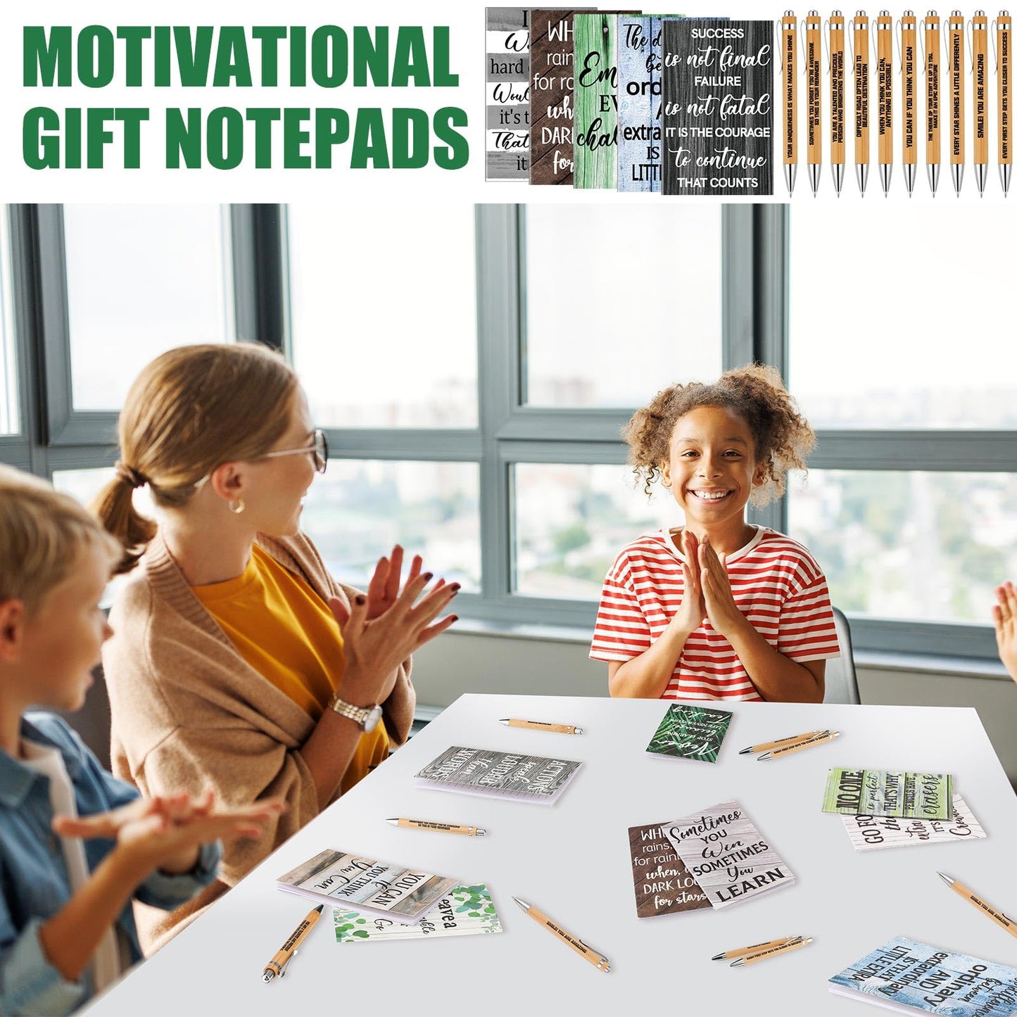 Sabary “100 Individual Gifts. Each One Inspires.” Notepads Ballpoint Pens Sets Mini Motivational Pocket Notebooks