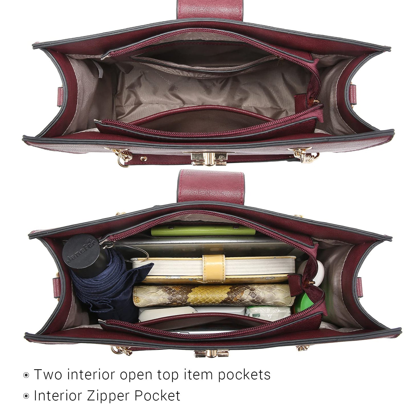 Dasein Lederhandtasche, Tragetasche, Hobo-Tasche für Damen, Schultertasche, Henkeltasche oben, Umhängetasche mit passender Clutch
