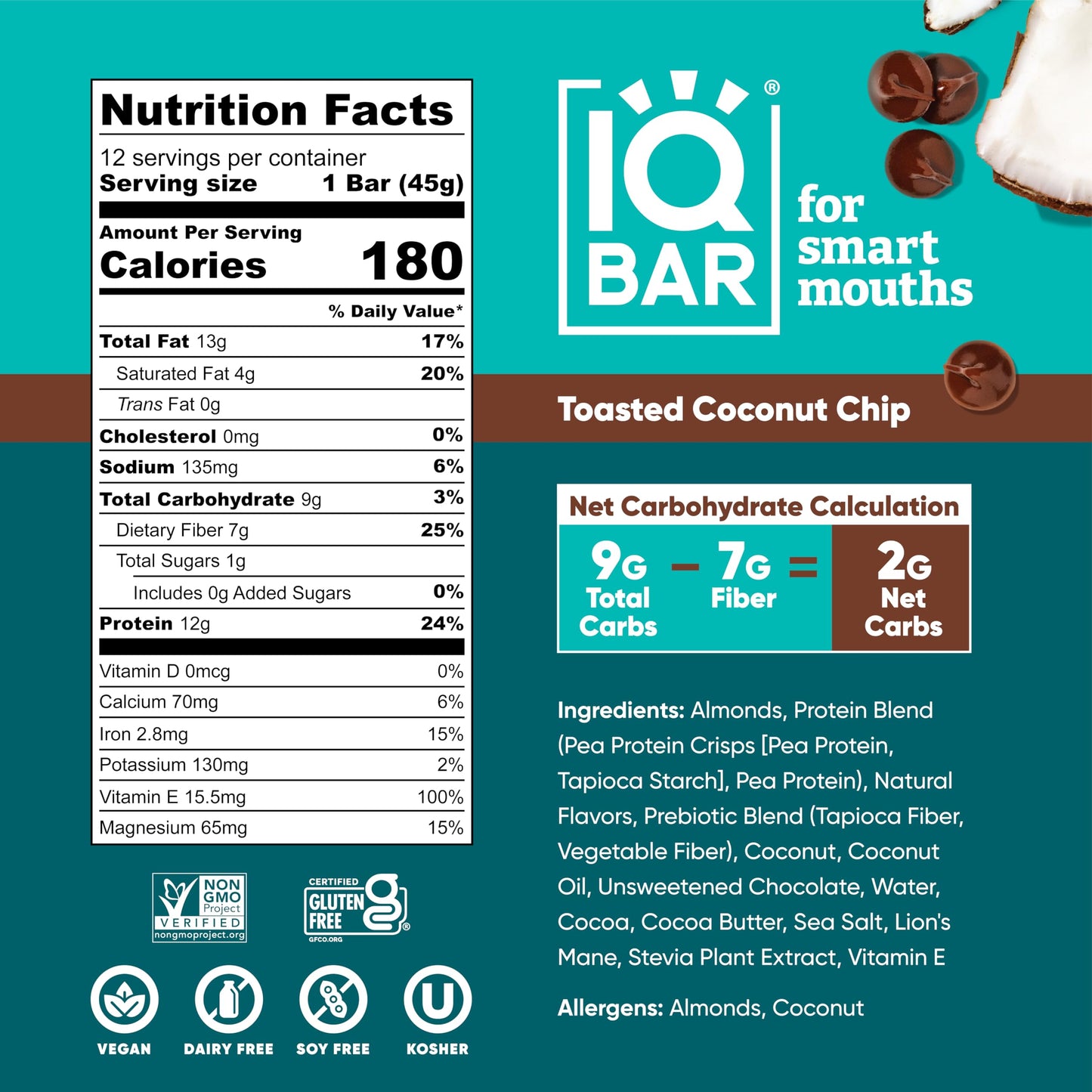 IQBAR Brain and Body Plant Protein Bars - 7 Bar Sampler Pack - Gluten Free, High Fiber, Vegan Snacks - Low Sugar Meal Replacement