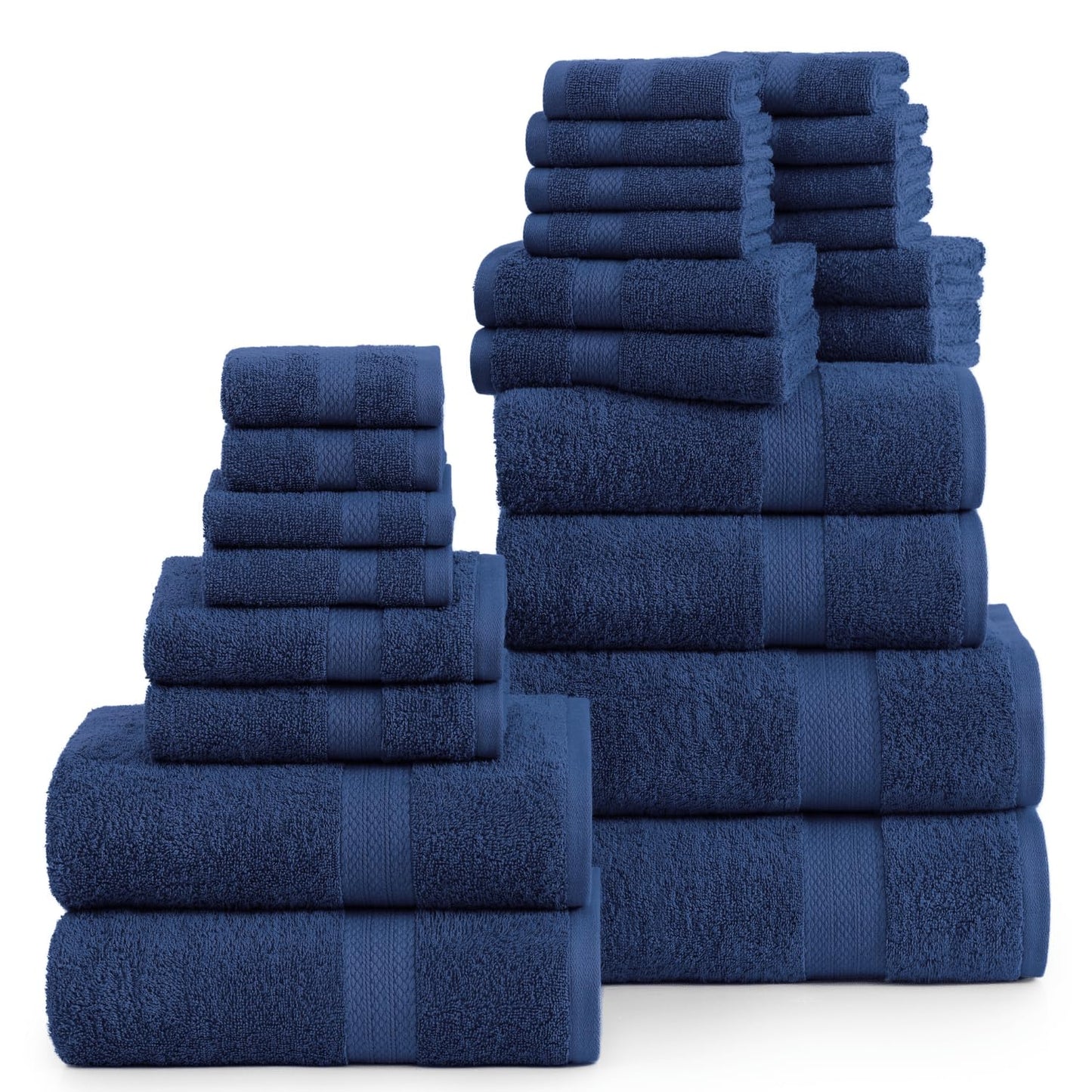 LANE LINEN 24-teiliges Badezimmerhandtuch-Set – 100 % Baumwolle, Badetuch-Sets, 4 Badetücher extragroß, 2 Badelaken, 6 Handtücher fürs Badezimmer, 8 Waschlappen, 4 Fingerkuppen-Handtücher – weiße Handtücher