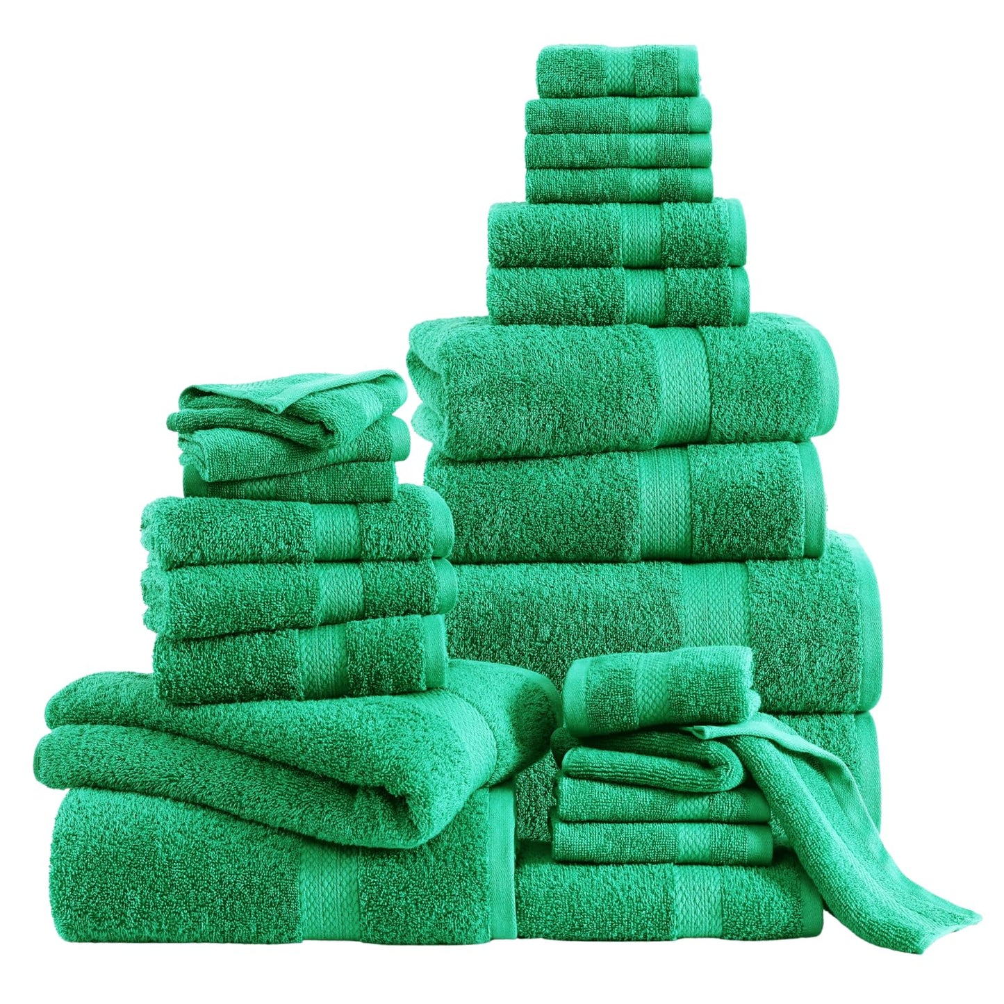 LANE LINEN 24-teiliges Badezimmerhandtuch-Set – 100 % Baumwolle, Badetuch-Sets, 4 Badetücher extragroß, 2 Badelaken, 6 Handtücher fürs Badezimmer, 8 Waschlappen, 4 Fingerkuppen-Handtücher – weiße Handtücher