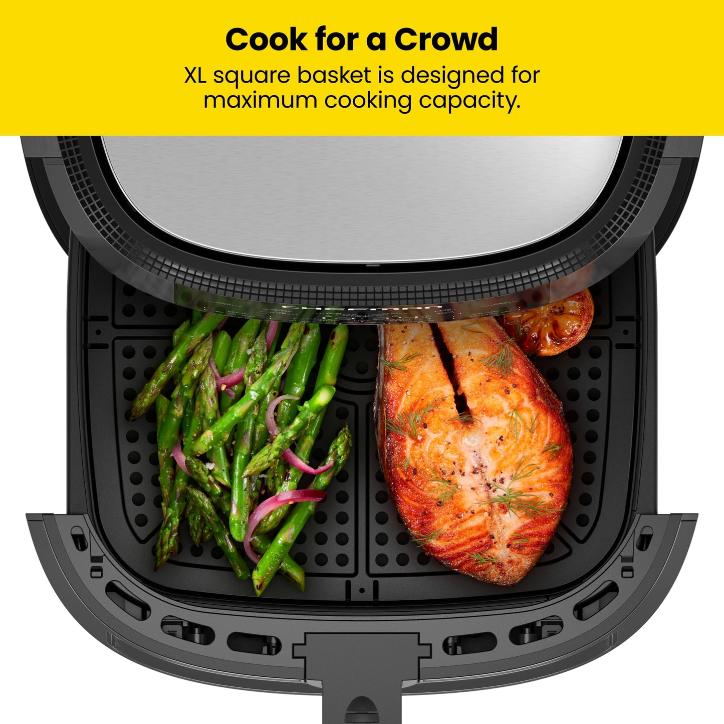 Chefman TurboFry® Touch Heißluftfritteuse, XL 8-Qt Familiengröße, digitale One-Touch-Voreinstellungen, Pommes Frites, Hähnchen, Fleisch, Fisch, antihaftbeschichtete, spülmaschinenfeste Teile, automatische Abschaltung, Edelstahl
