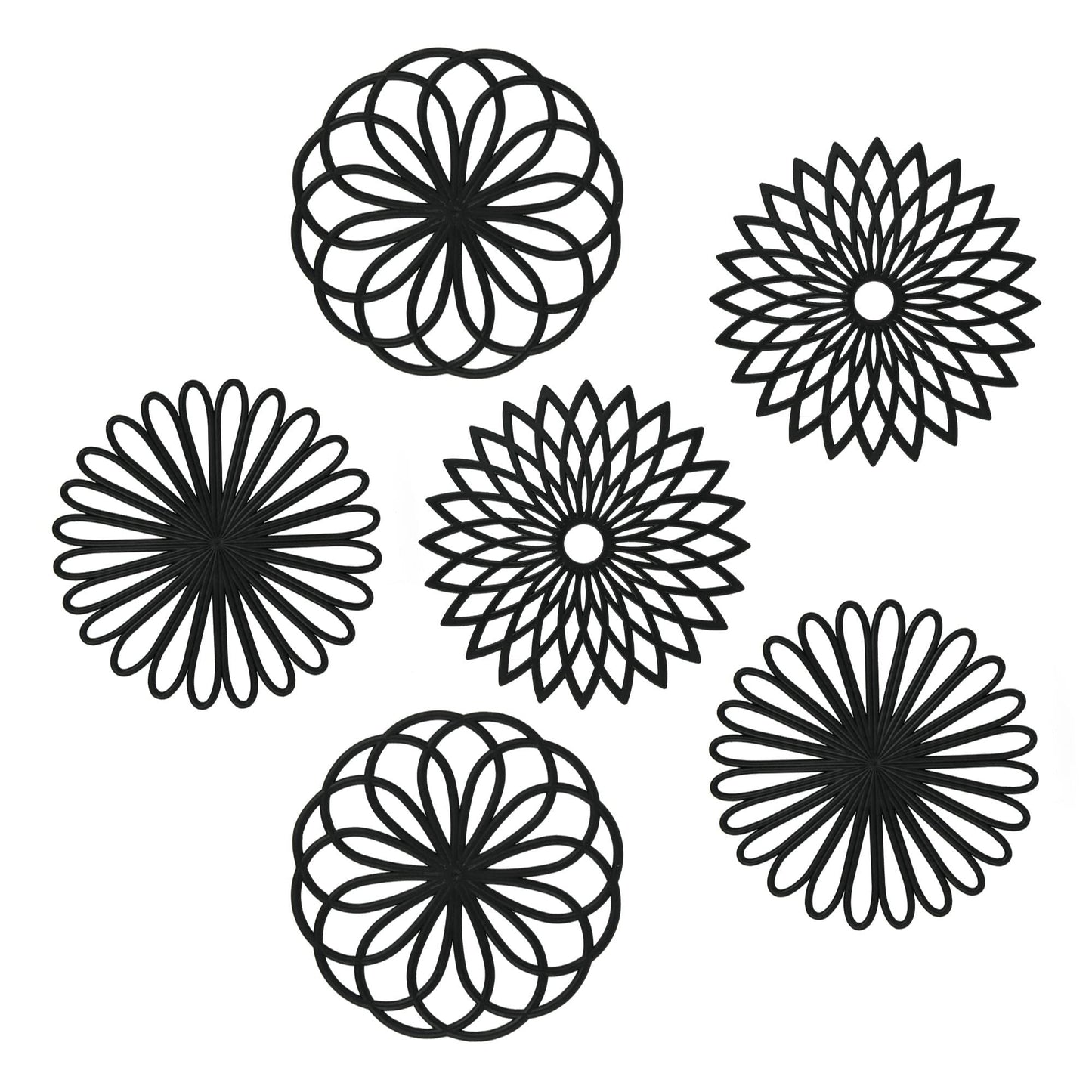 Dessous de plat en silicone Smithcraft pour plats chauds, casseroles et poêles, dessous de plat pour cuisine, tapis résistant à la chaleur sculpté multi-usage pour comptoir, dessous de plat en silicone pour maniques pour table et comptoirs, lot de 6, gris