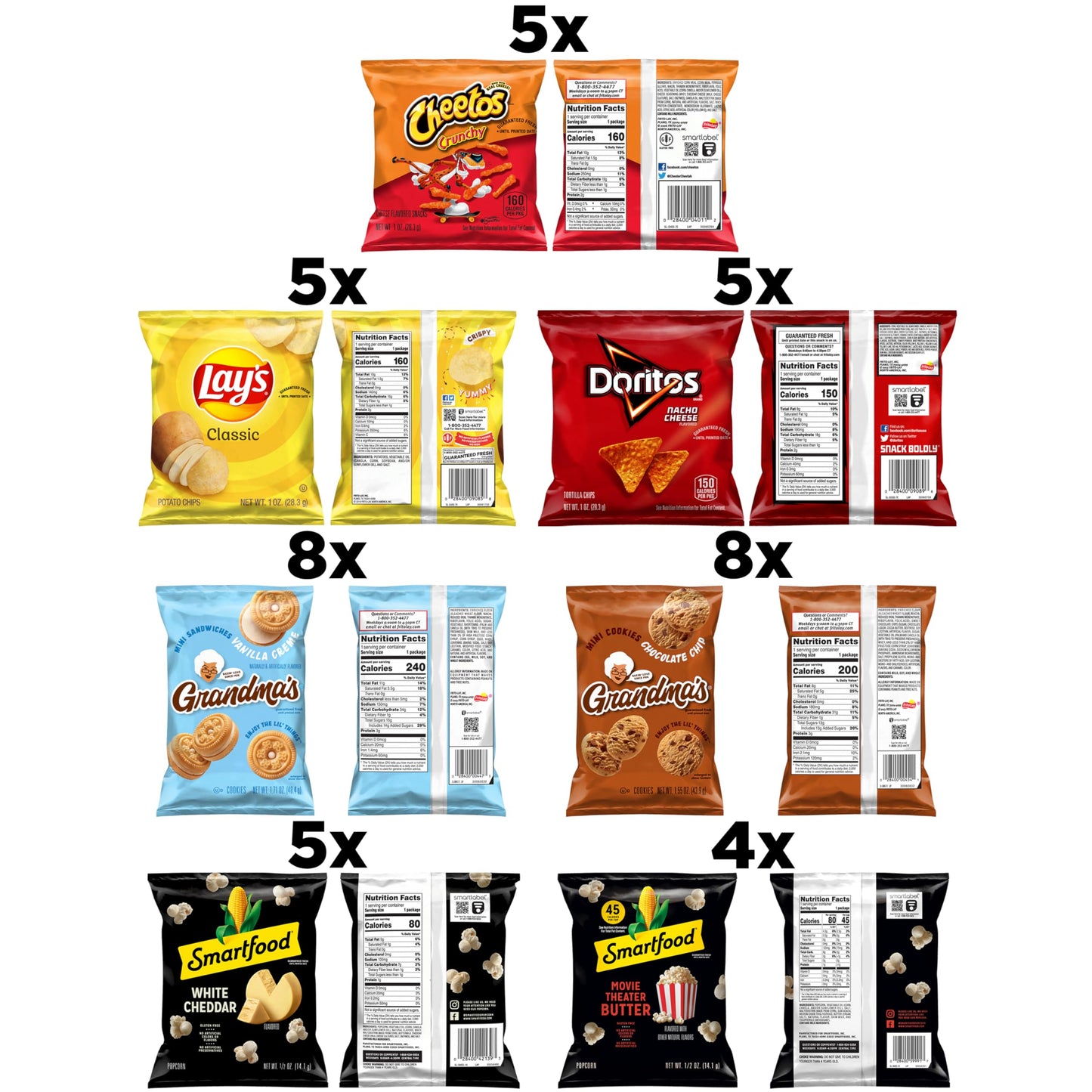 Frito Lay Ultimate Classic Snacks Package, Variety Assortment of Chips, Cookies, Crackers, & Nuts, (Pack of 40) (Packaging May Vary)