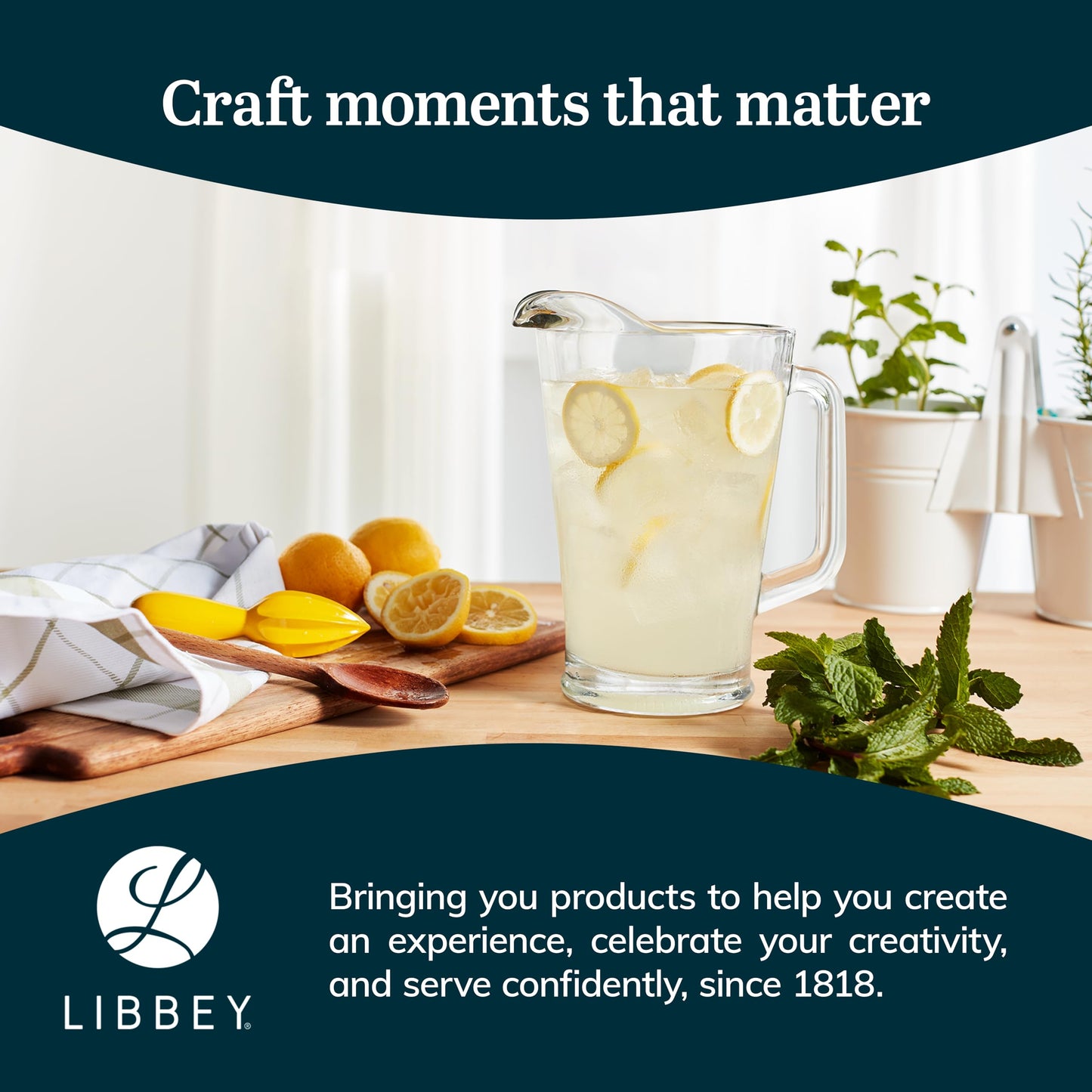 Libbey Acapulco Large Glass Pitcher Set of 2, 89 Oz, Clear, Tall Bubble Glass Pitchers with Handle, Modern Pitcher Set for Iced Tea, Punch, and More