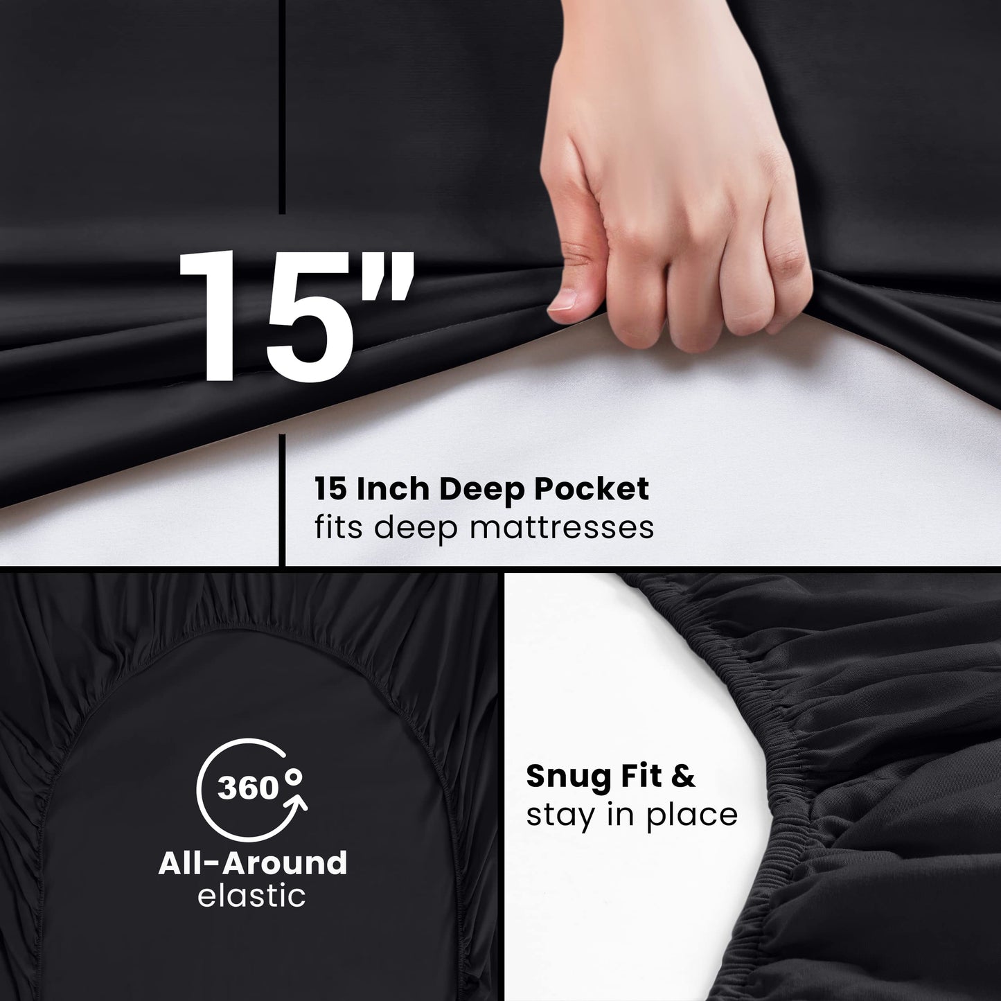 Utopia Bedding Spannbettlaken für Queensize-Betten – Großpackung mit 6 Spannbettlaken – weiche gebürstete Mikrofaser – tiefe Taschen – schrumpft und verblasst nicht – pflegeleicht (grau)