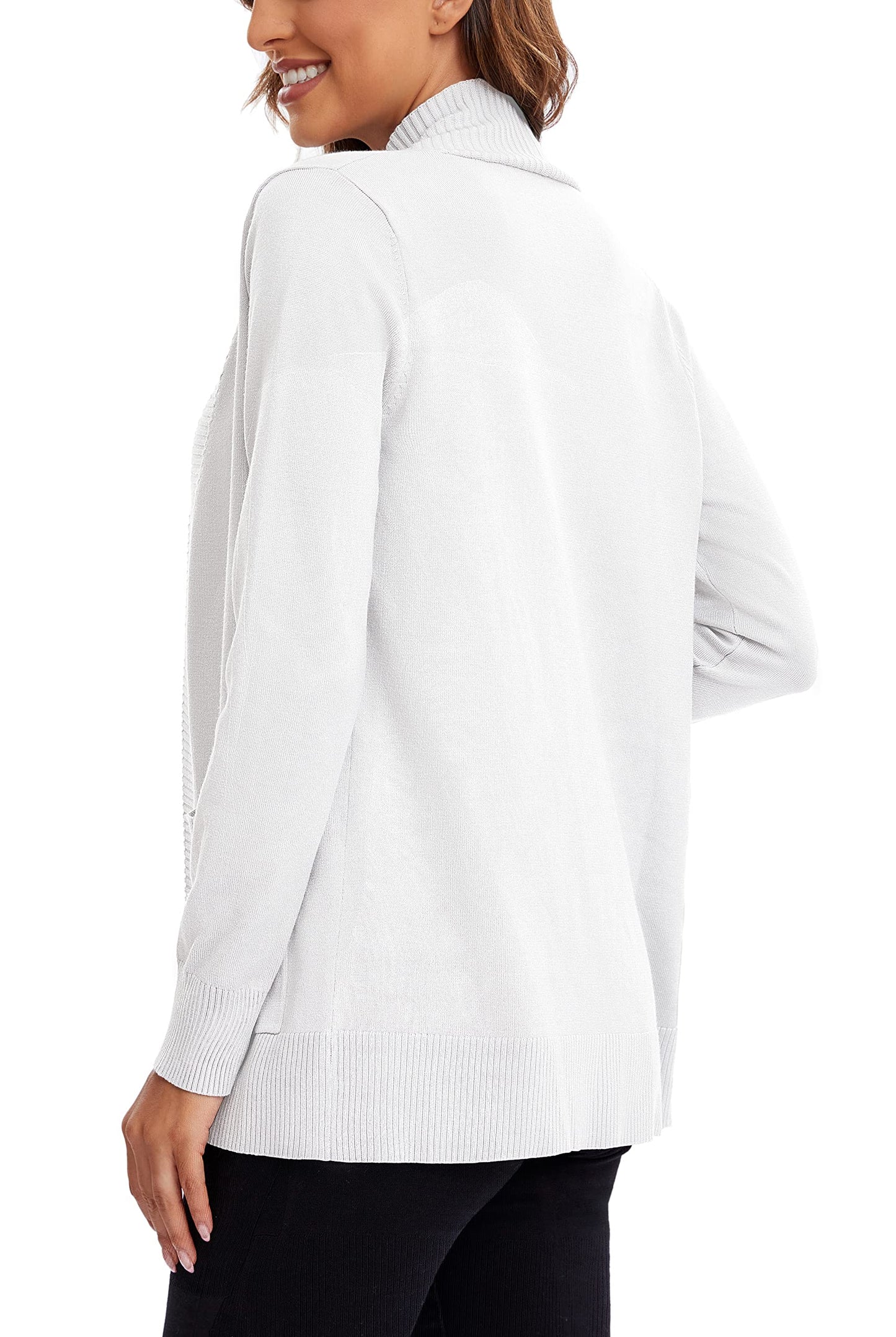 Urban CoCo Leichter Strickjacke für Damen mit offener Vorderseite, lange Ärmel, mit Tasche