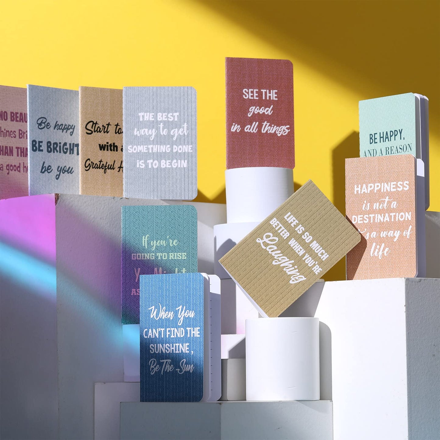 Zonon 24 Pcs Mini Colorful Notebooks Bulk Gifts, Funny Motivational Journals Notepads Inspirational Notepads Small Pocket Notebook Teacher Office Prizes Travel(Motivational Style)