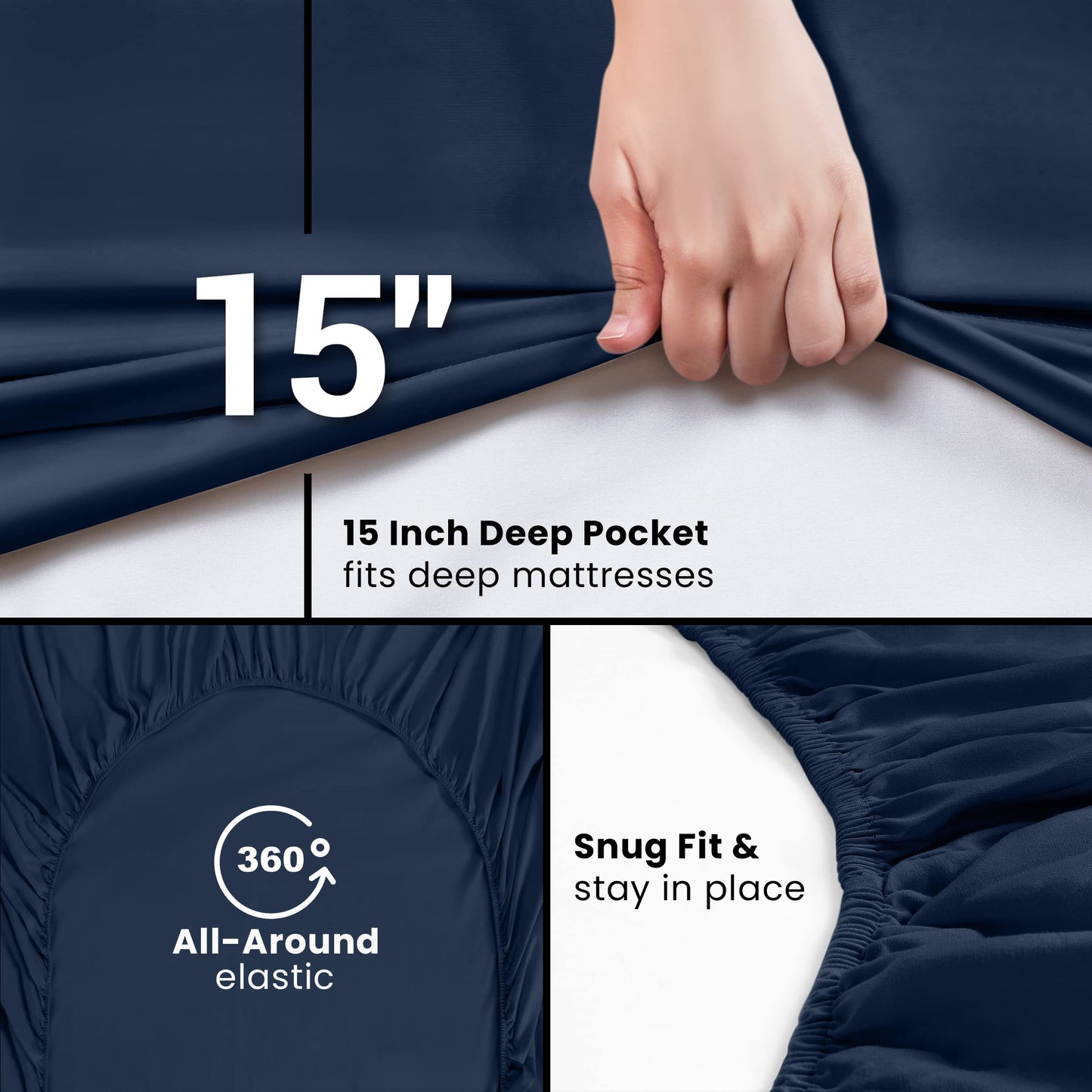 Utopia Bedding Spannbettlaken für Queensize-Betten – Großpackung mit 6 Spannbettlaken – weiche gebürstete Mikrofaser – tiefe Taschen – schrumpft und verblasst nicht – pflegeleicht (grau)