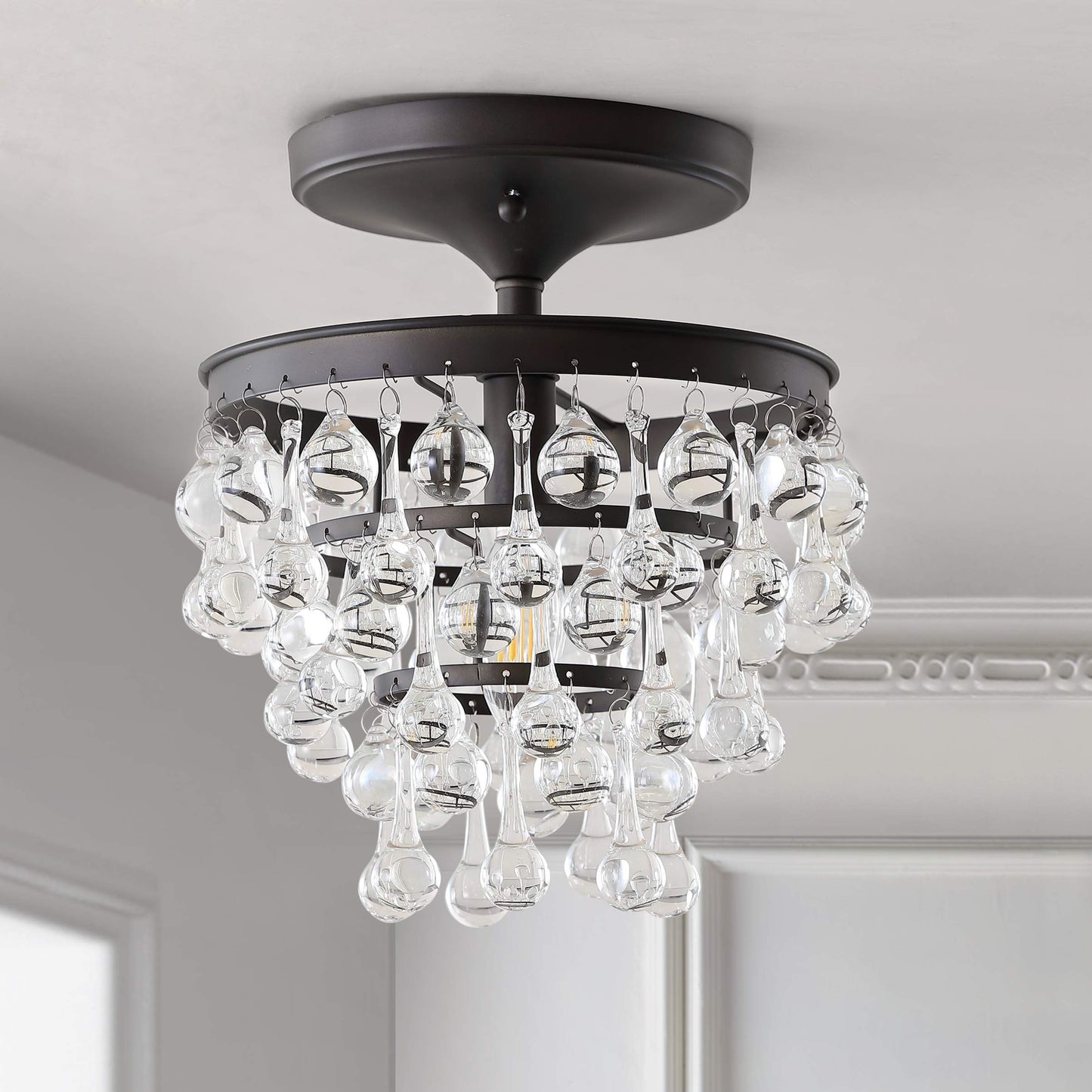 JONATHAN Y JYL9030B Toronto 16" Metall/Kristall LED Deckenleuchte, zeitgenössisch, modern, Übergangsstil, elegant, für Büro, Wohnzimmer, Familienzimmer, Esszimmer, Schlafzimmer, Flur, Foyer, Chrom