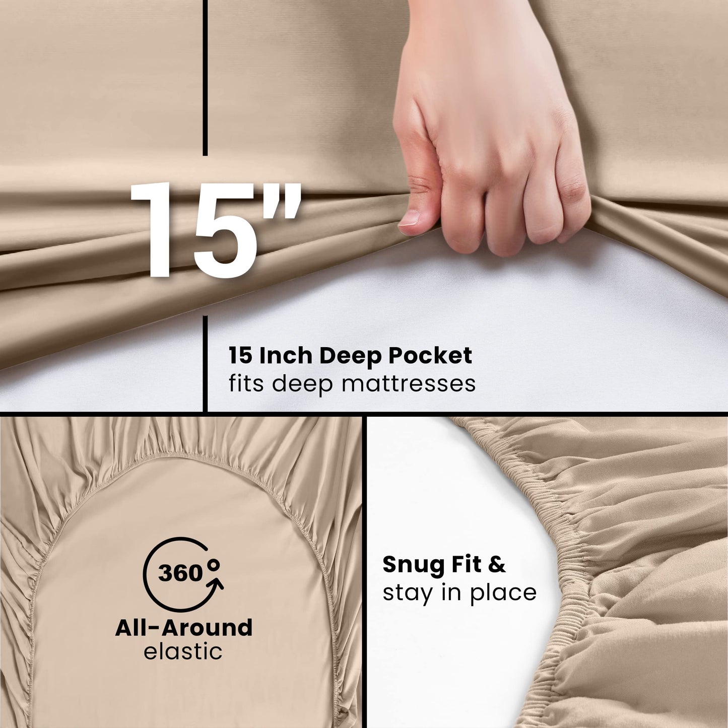 Utopia Bedding Spannbettlaken für Queensize-Betten – Großpackung mit 6 Spannbettlaken – weiche gebürstete Mikrofaser – tiefe Taschen – schrumpft und verblasst nicht – pflegeleicht (grau)