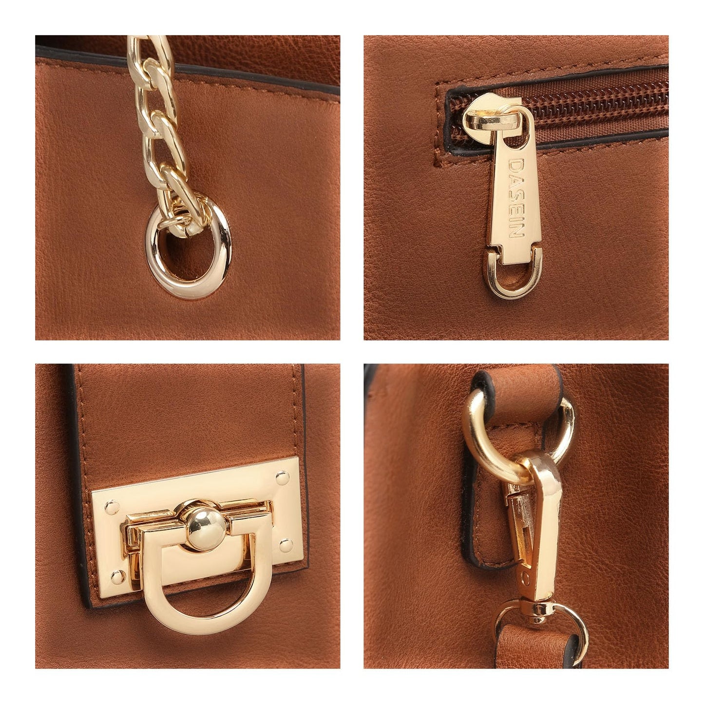 Dasein Lederhandtasche, Tragetasche, Hobo-Tasche für Damen, Schultertasche, Henkeltasche oben, Umhängetasche mit passender Clutch