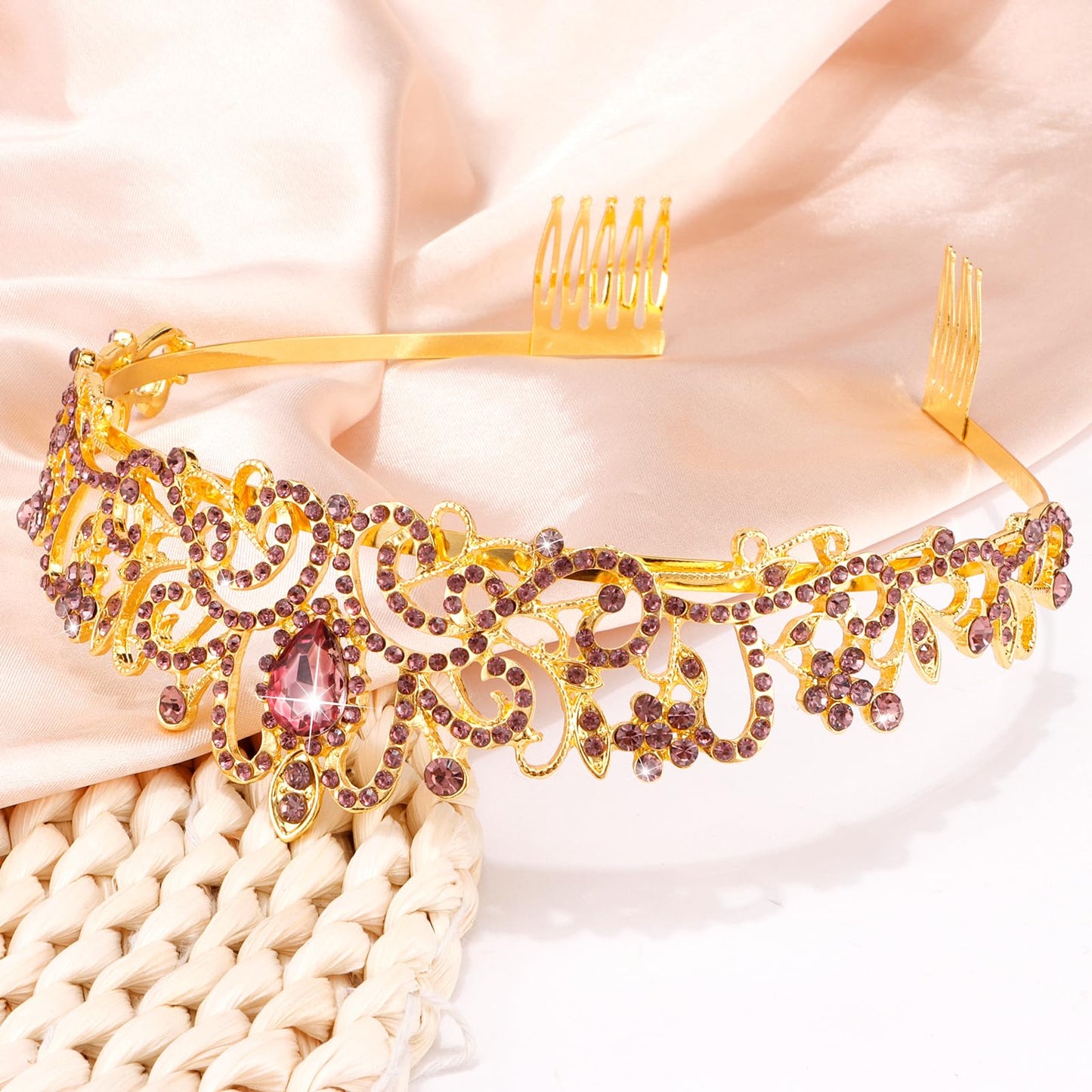 COCIDE Tiara Crystal Crowns Princess Rhinestone Crown with Combs Bride Headbands Bridal Wedding Prom Birthday Party Hair Accessories Jewelry for Women Girls (Silver)